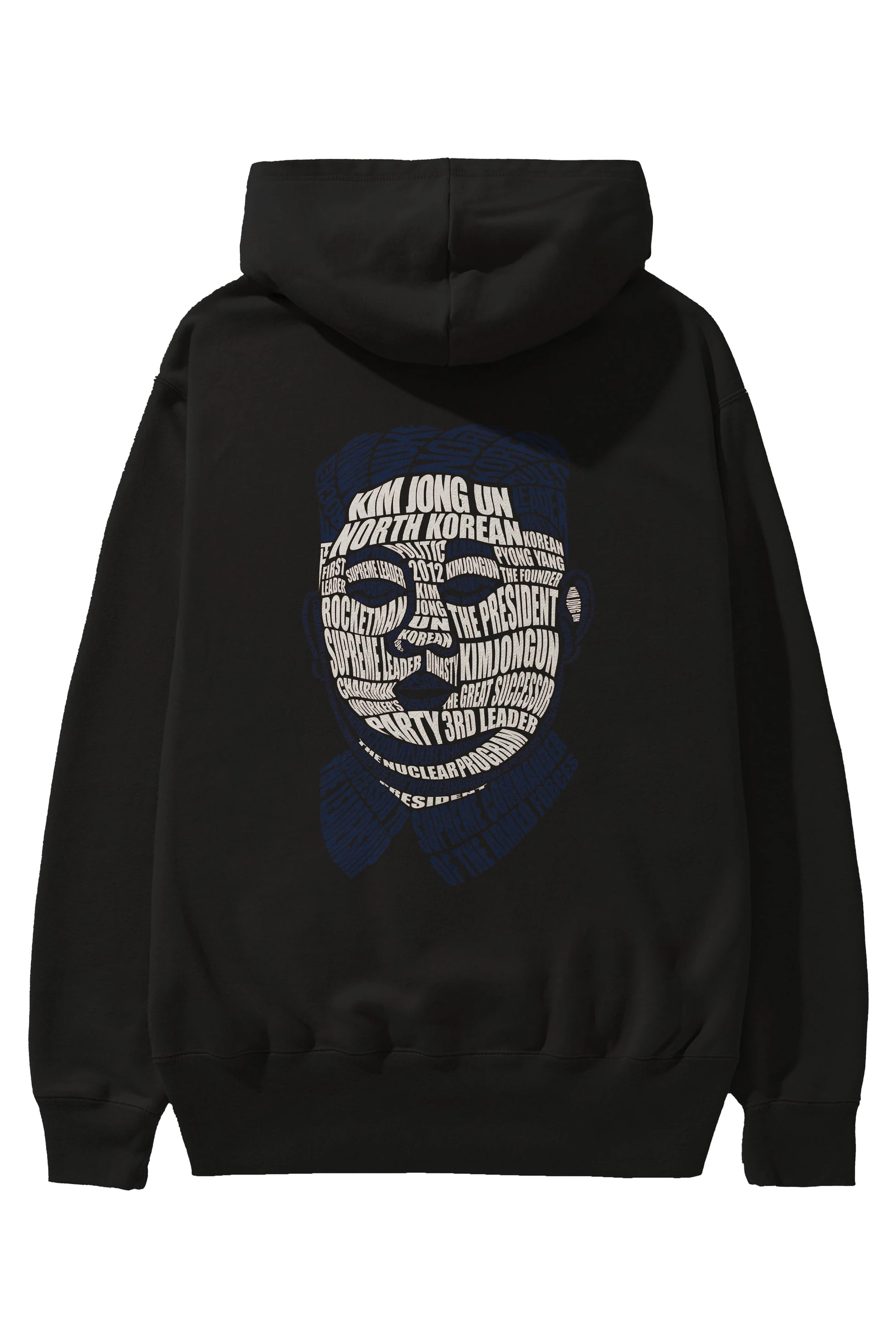 Kim Jong Un Calligram Arka Baskılı Hoodie Oversize Kapüşonlu Sweatshirt Erkek Kadın Unisex