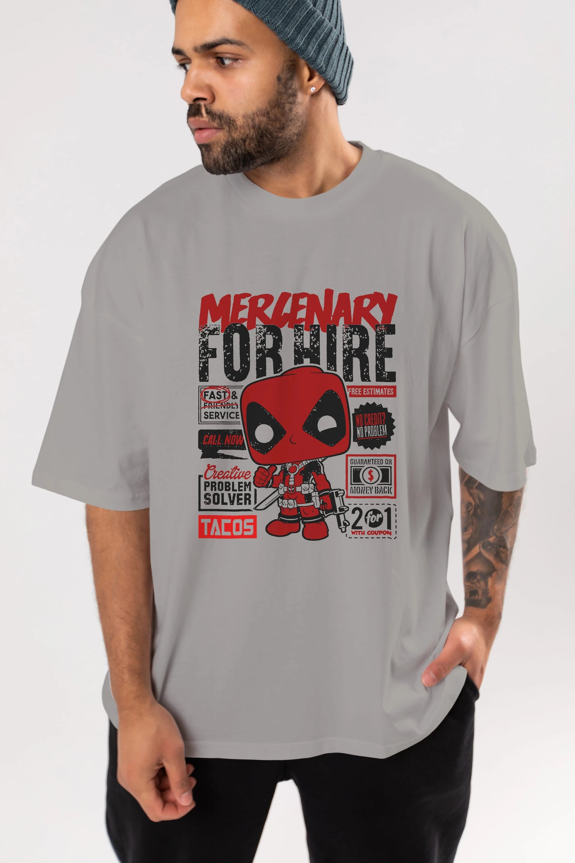 Deadpool (18) Ön Baskılı Oversize t-shirt Erkek Kadın Unisex %100 Pamuk Bisiklet Yaka tişort
