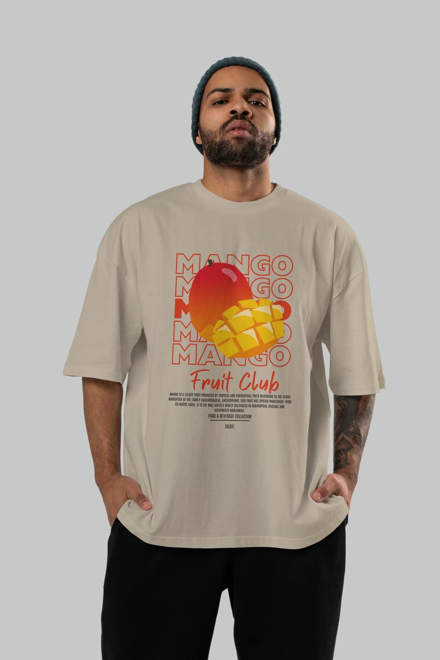 Mango Ön Baskılı Oversize t-shirt Erkek Kadın Pamuk Bisiklet Yaka tişort