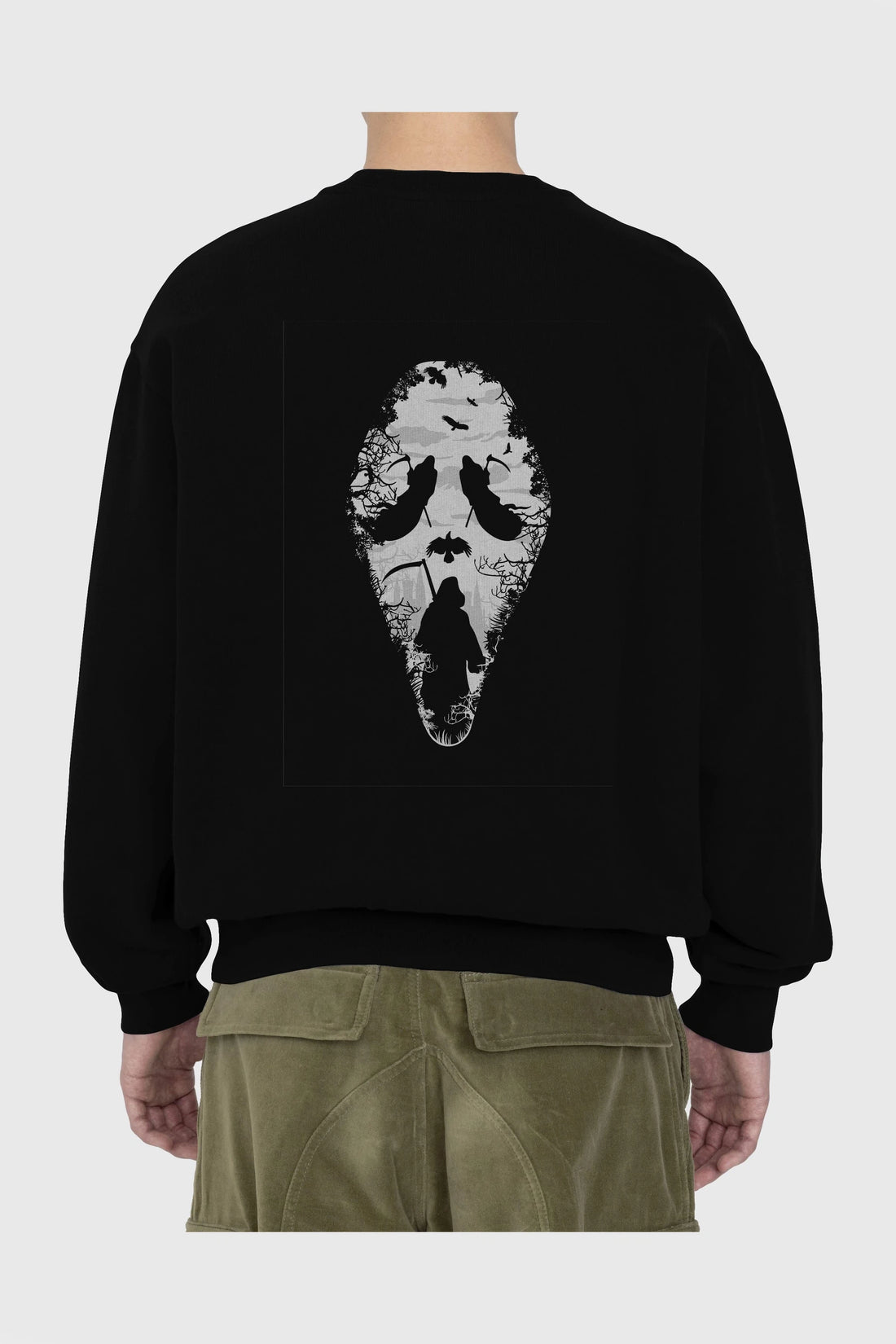 Reaper Scream Arka Baskılı Oversize Sweatshirt Erkek Kadın Unisex
