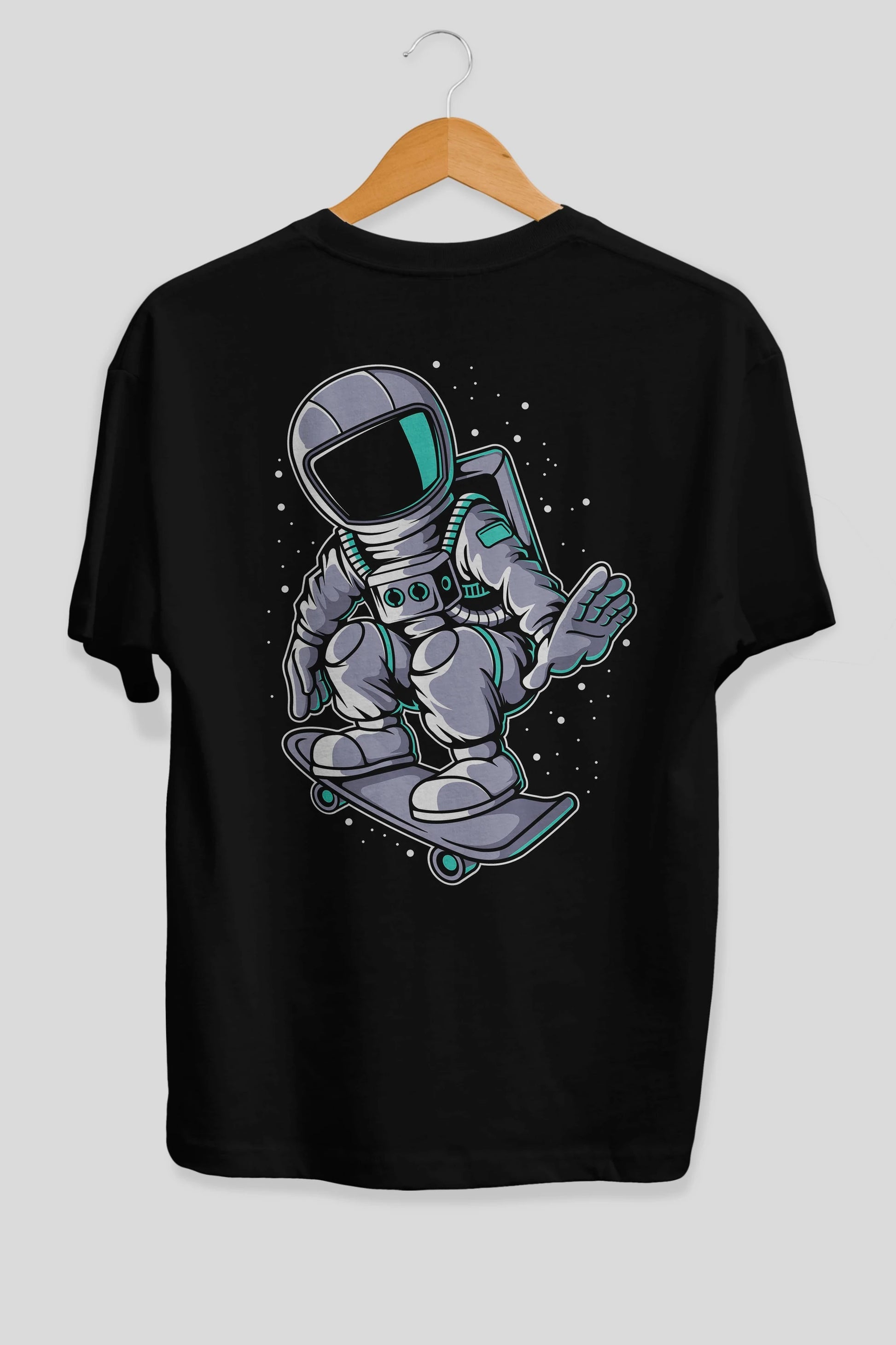 Astronaut Skater Arka Baskılı Oversize t-shirt Erkek Kadın Unisex