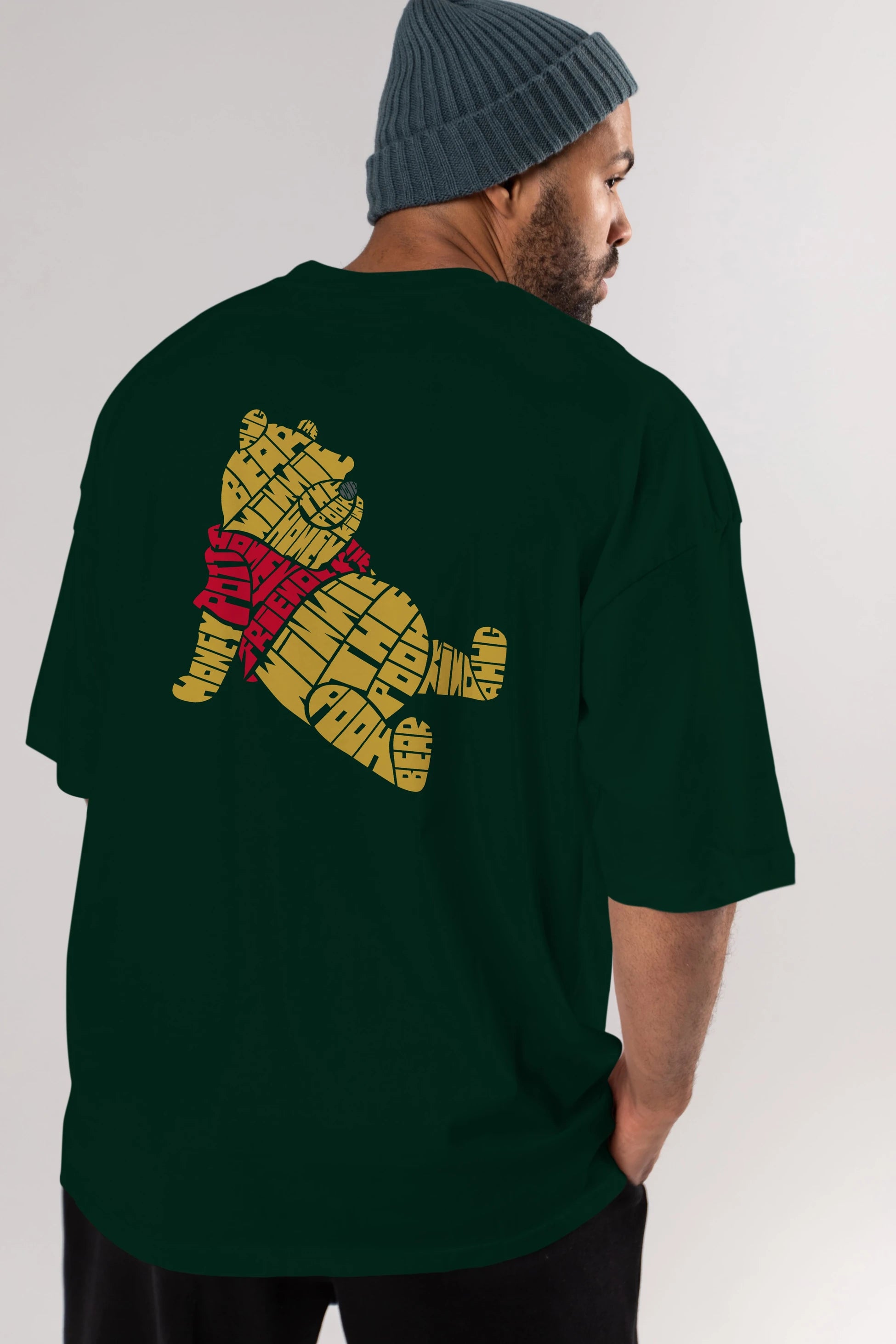 Winnie The Pooh Arka Baskılı Oversize t-shirt %100 pamuk Erkek Kadın Unisex