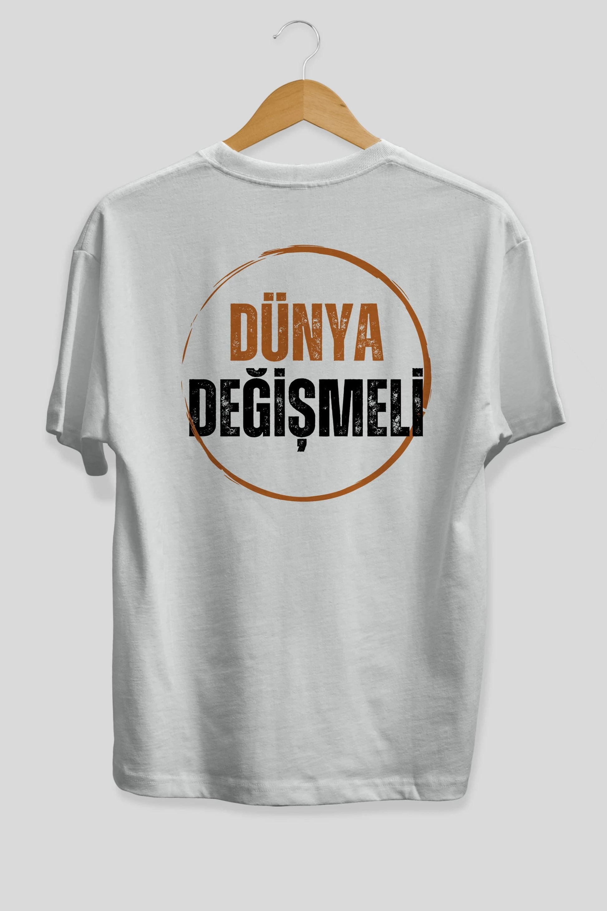 Dünya Değişmeli Yazılı Arka Baskılı Oversize t-shirt Erkek Kadın Unisex