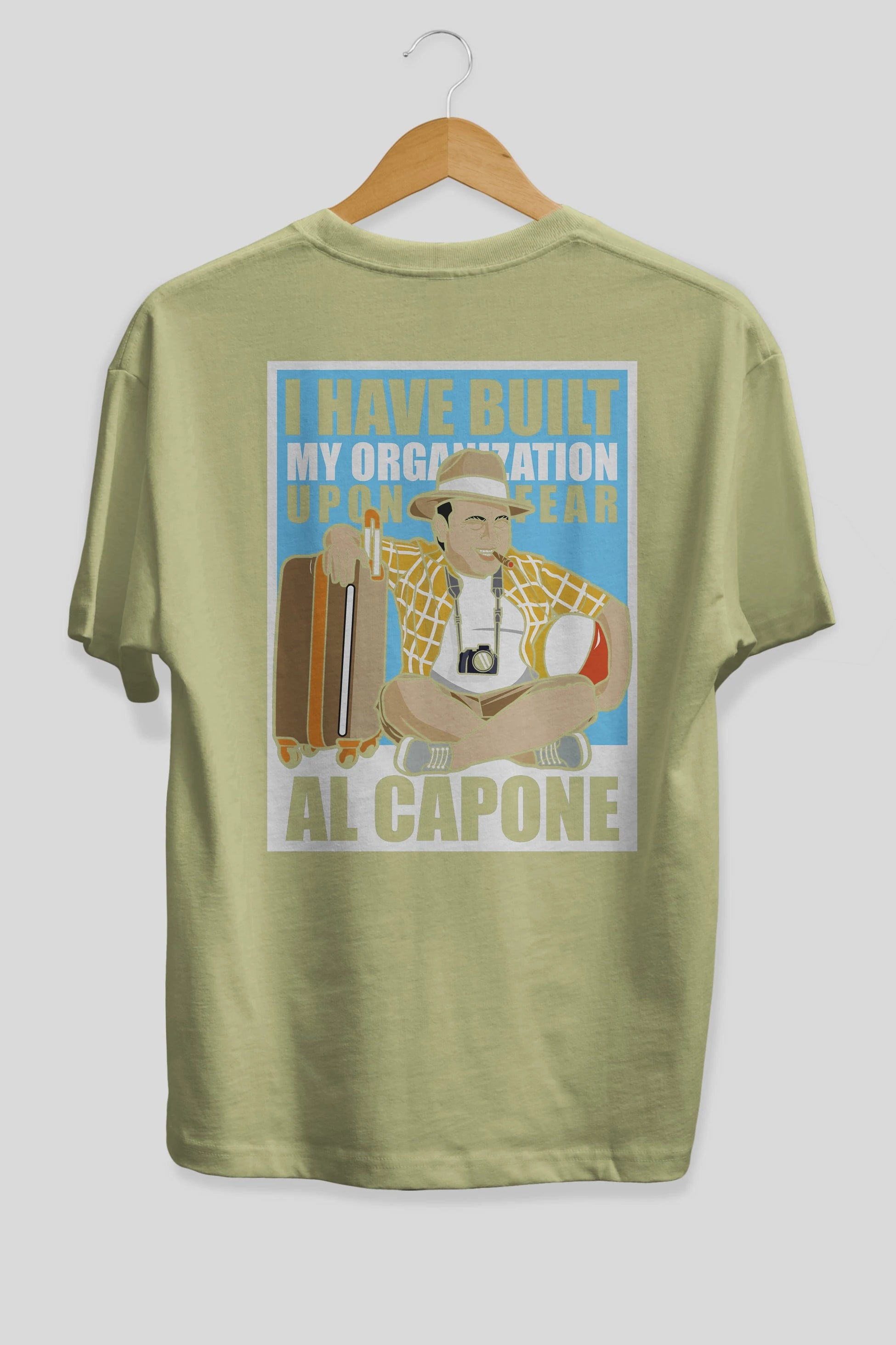 Al Capone Holiday Arka Baskılı Oversize t-shirt Erkek Kadın Unisex %100 Pamuk tişort