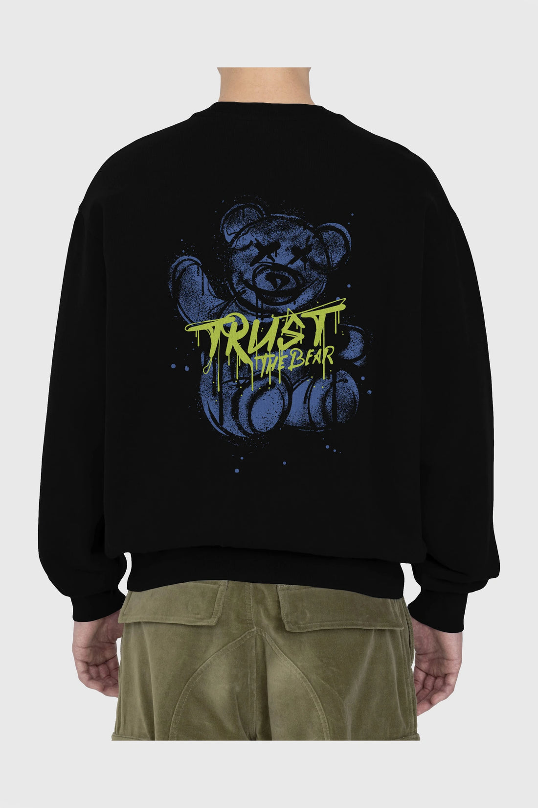 Trust The Bear 4 Arka Baskılı Oversize Sweatshirt Erkek Kadın Unisex
