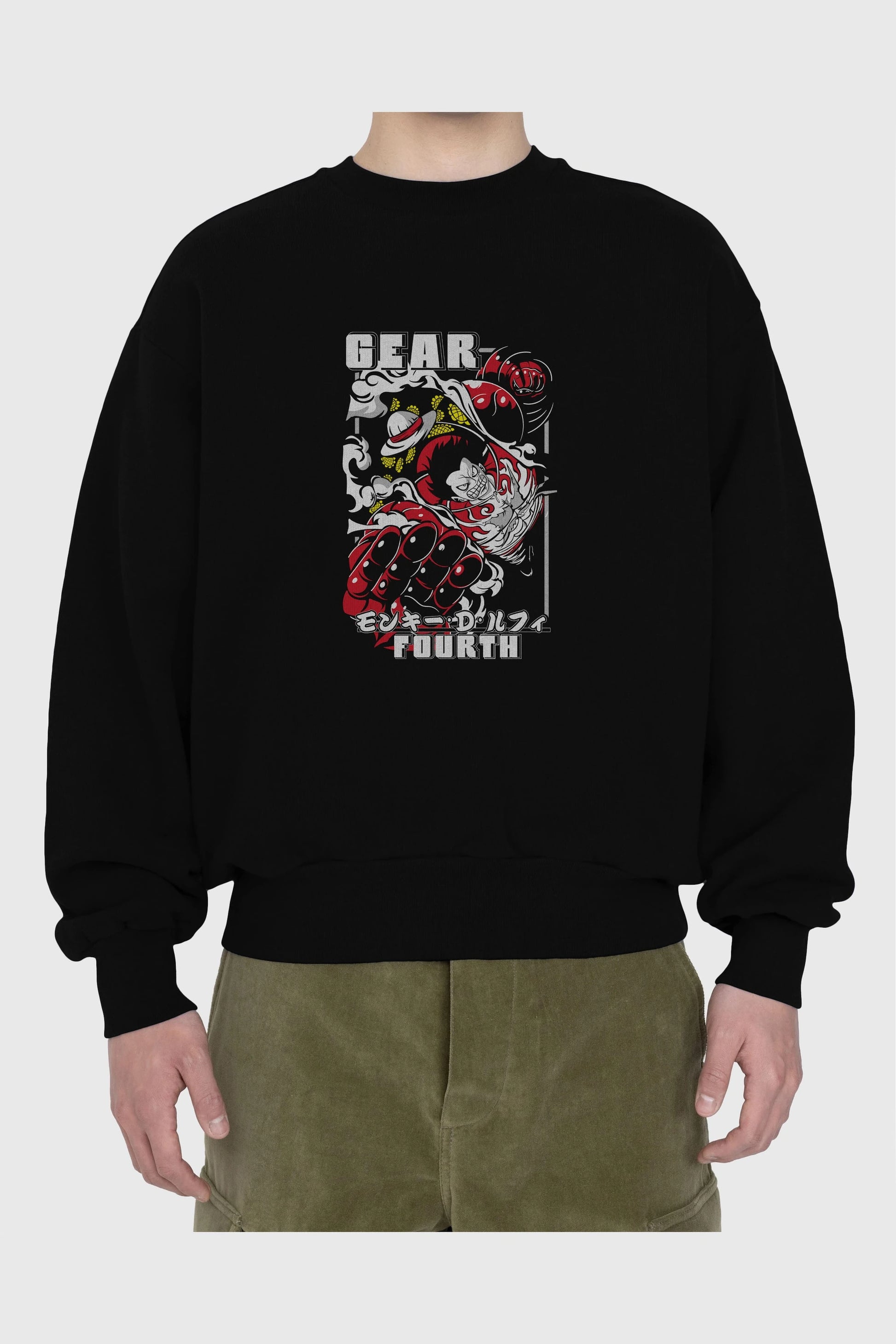 Luffy GEAR 4 Ön Baskılı Anime Oversize Sweatshirt Erkek Kadın Unisex