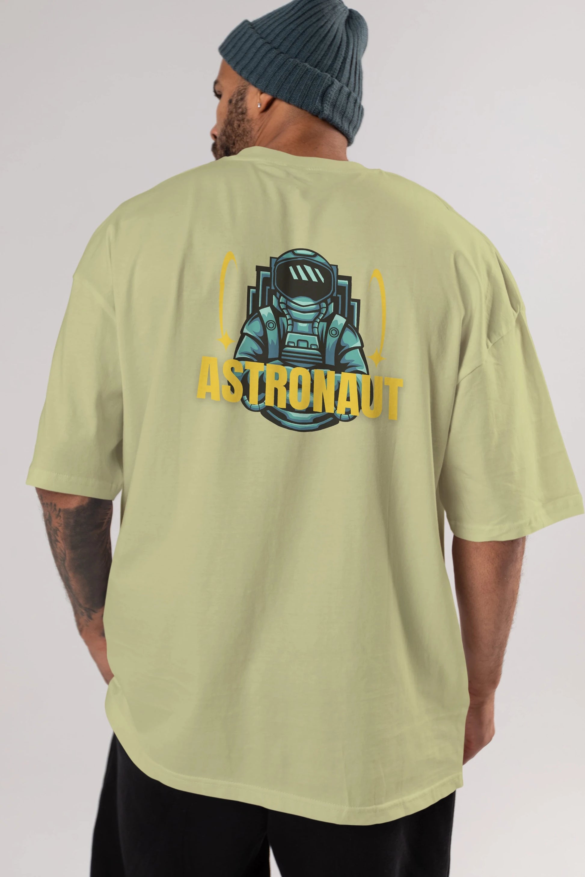 Astronaut Arka Baskılı Oversize t-shirt Erkek Kadın Unisex