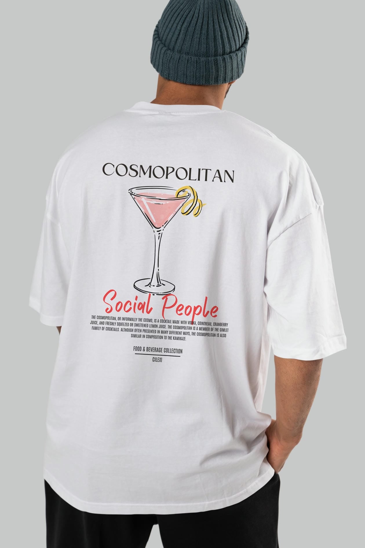 Cosmopolıtan Kokteyl Serisi Baskılı Oversize t-shirt Erkek Kadın Unisex %100 Pamuk Bisiklet Yaka tişort
