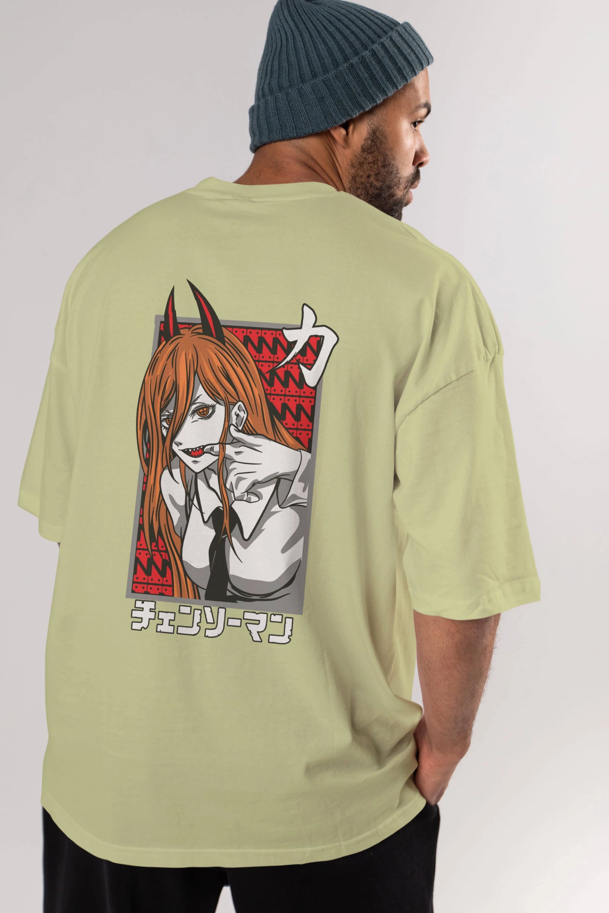 CHAINSAWMAN POWER Anime Arka Baskılı Oversize t-shirt Erkek Kadın Unisex