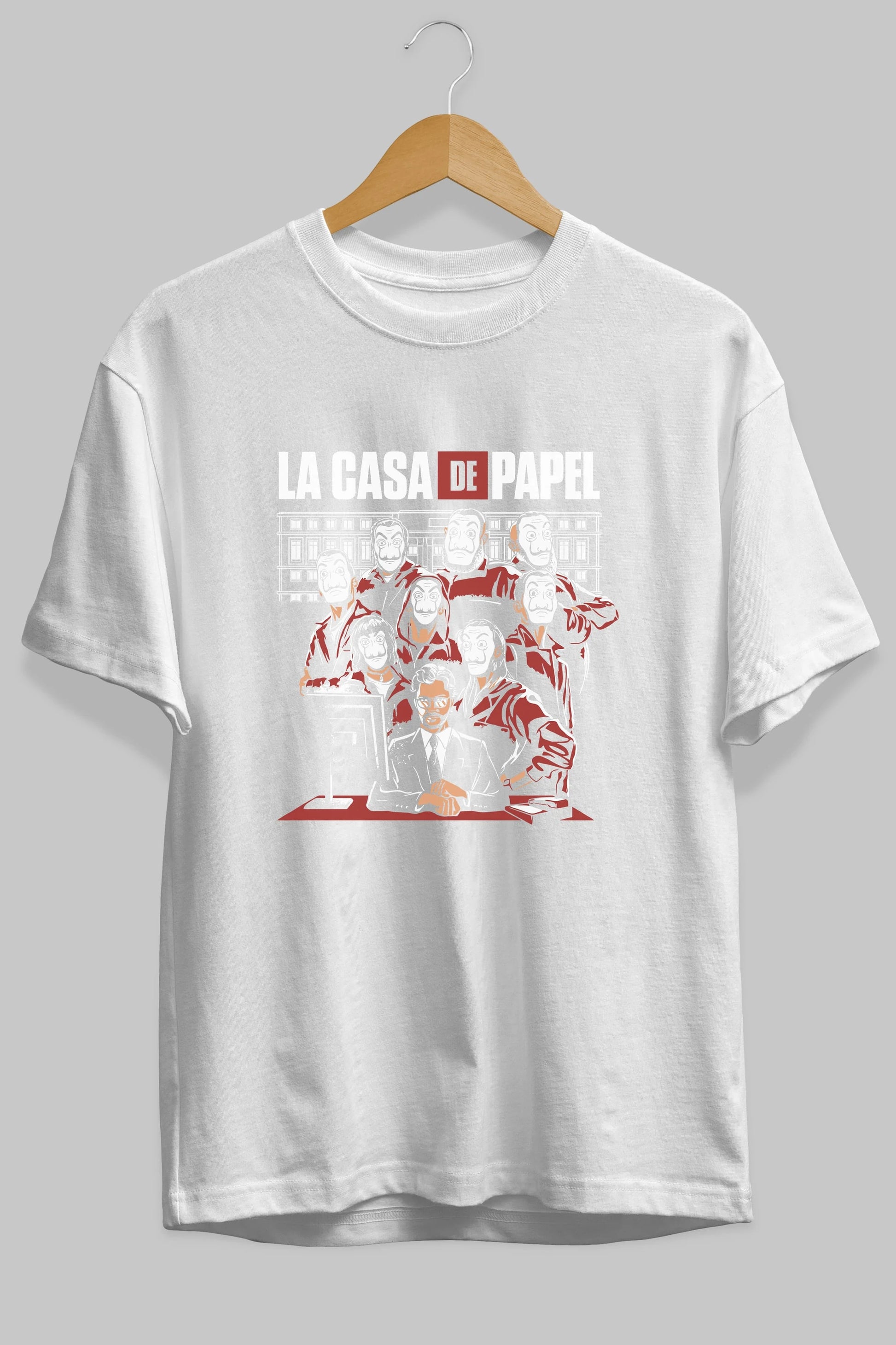La Casa De Papel (5) Ön Baskılı Oversize t-shirt Erkek Kadın Unisex %100 Pamuk Bisiklet Yaka tişort