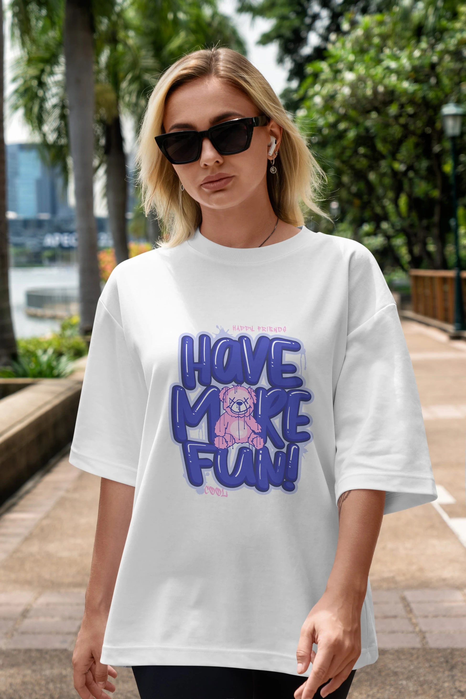 Have More Fun Bear Ön Baskılı Oversize t-shirt Erkek Kadın Unisex