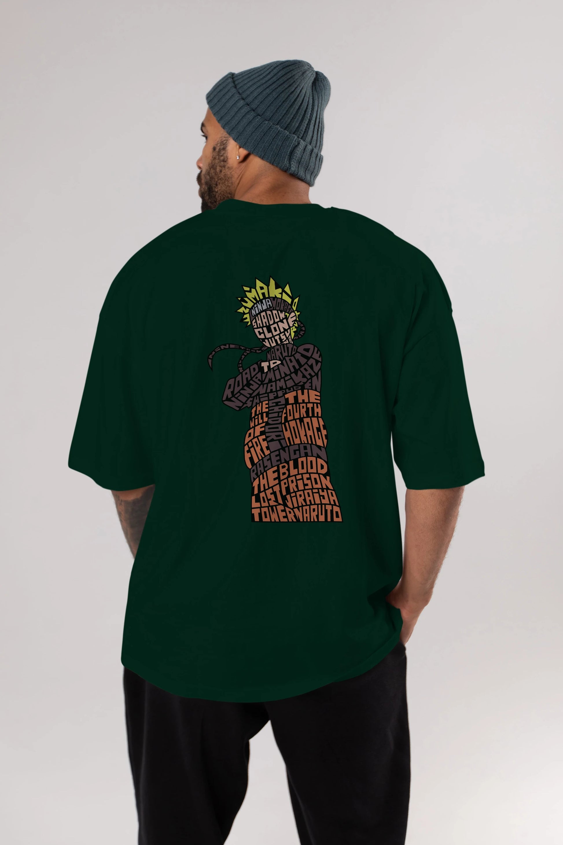 Rasengan Arka Baskılı Oversize t-shirt %100 pamuk Erkek Kadın Unisex