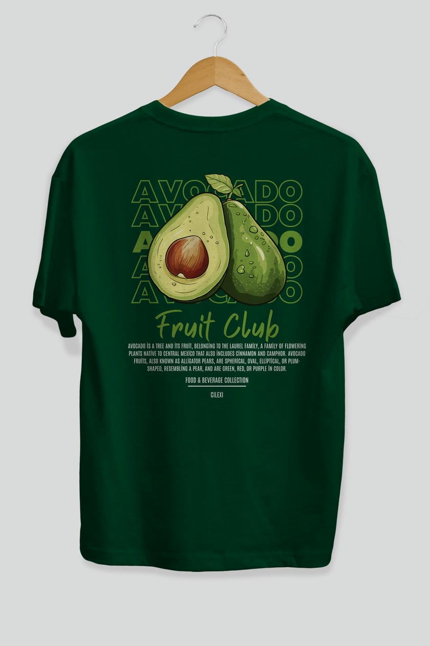 Avocado Arka Baskılı Oversize t-shirt Erkek Kadın Pamuk Bisiklet Yaka tişort