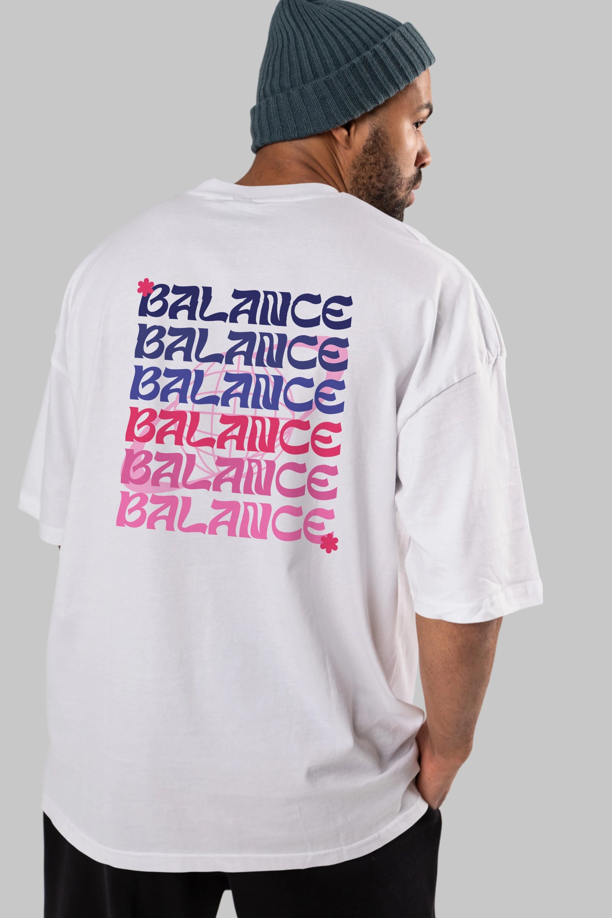 Balance Yazılı Arka Baskılı Oversize t-shirt Erkek Kadın Unisex