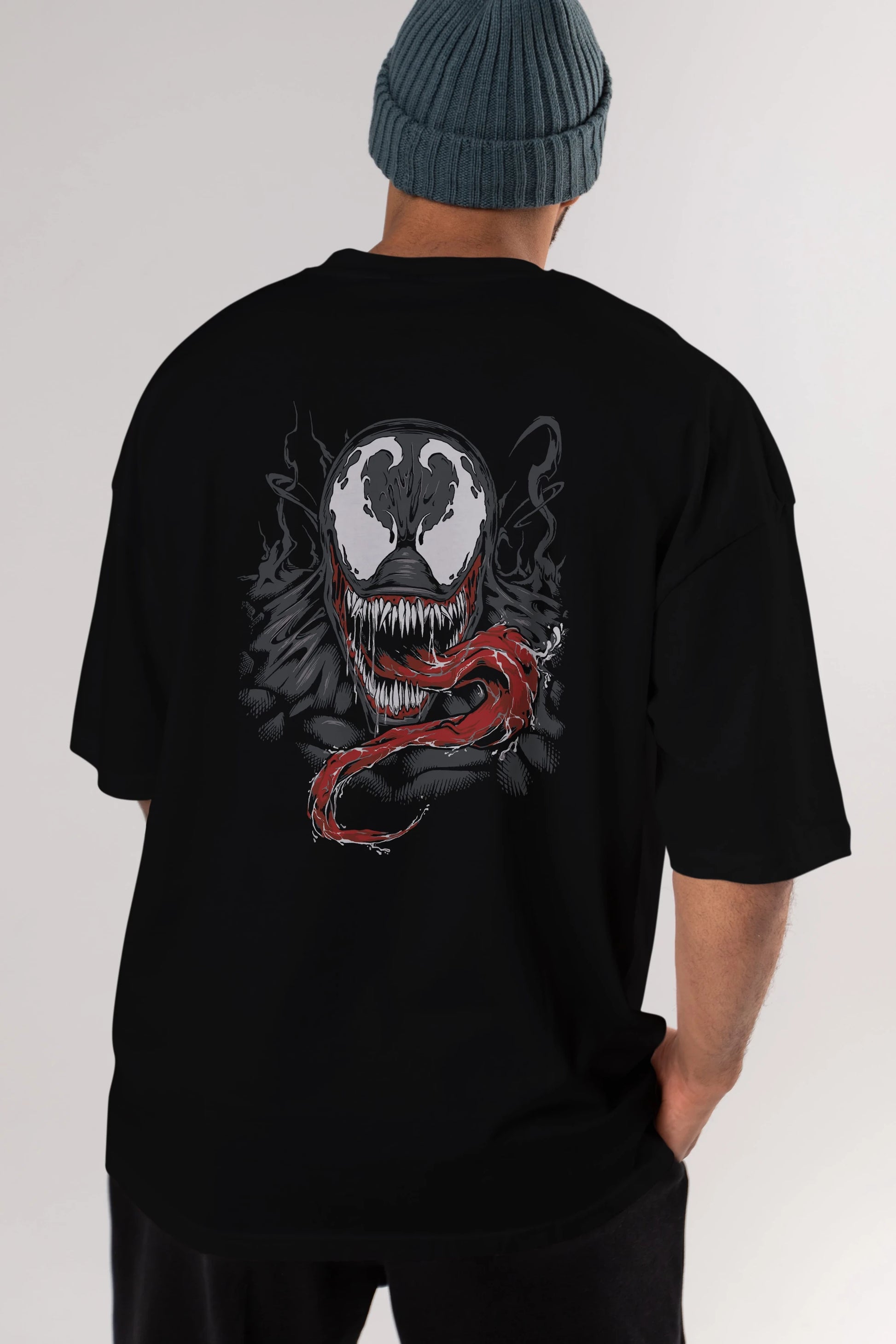 Venom (18) Arka Baskılı Oversize t-shirt Erkek Kadın Unisex %100 Pamuk Bisiklet Yaka tişort