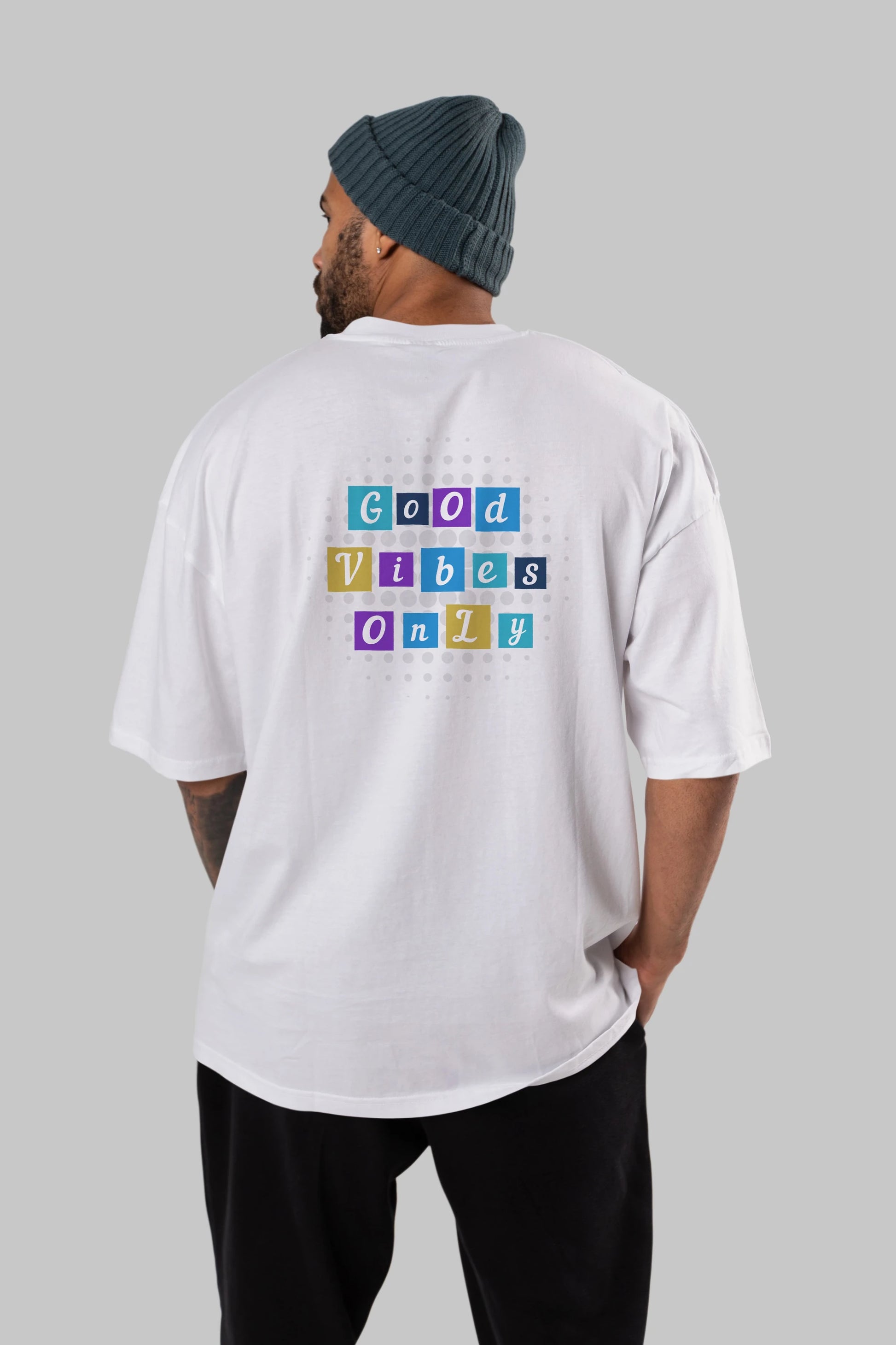 Good Vibes Only Yazılı 3 Arka Baskılı Oversize t-shirt Erkek Kadın Unisex