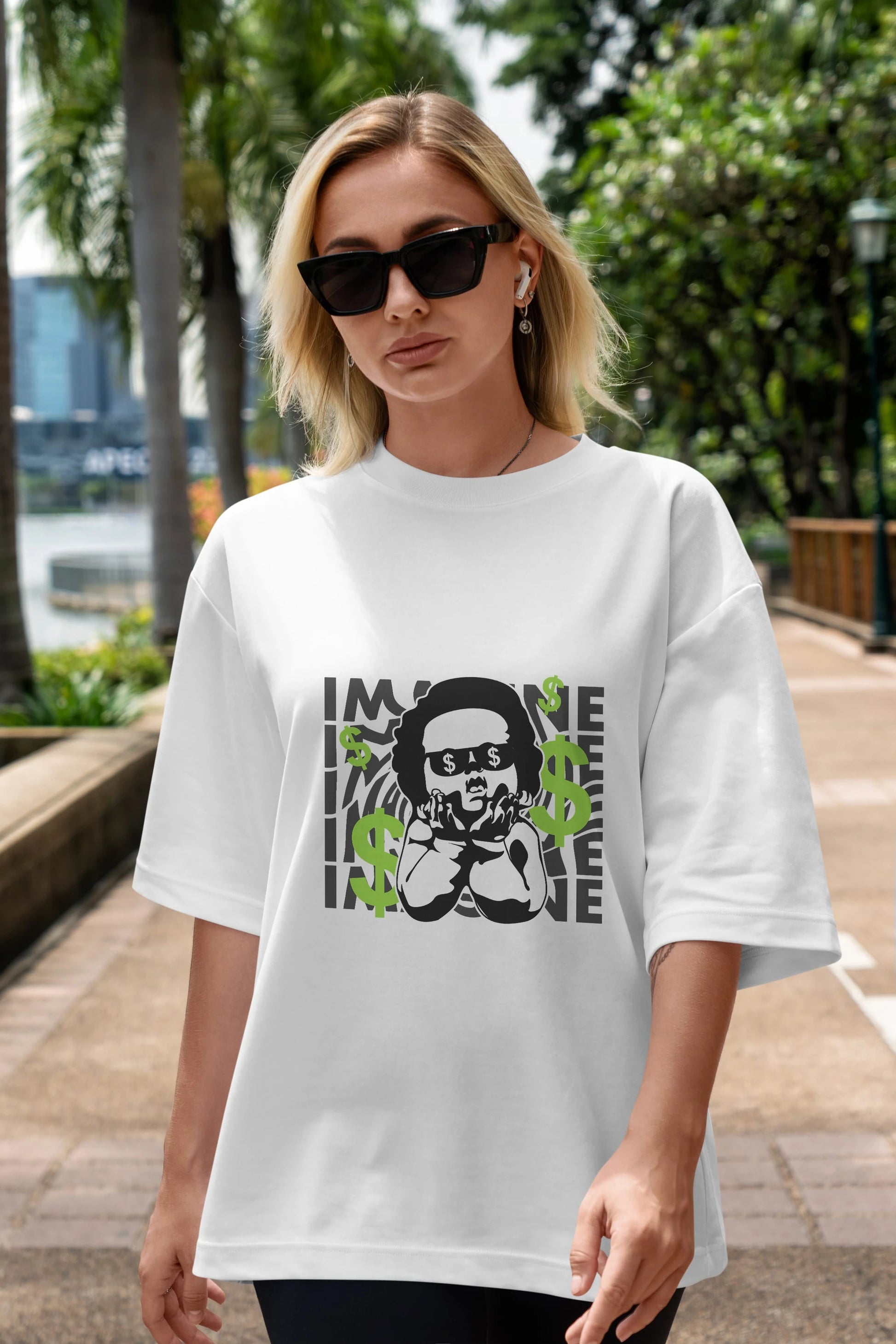 Imagine Crazy Rich Ön Baskılı Oversize t-shirt Erkek Kadın Unisex