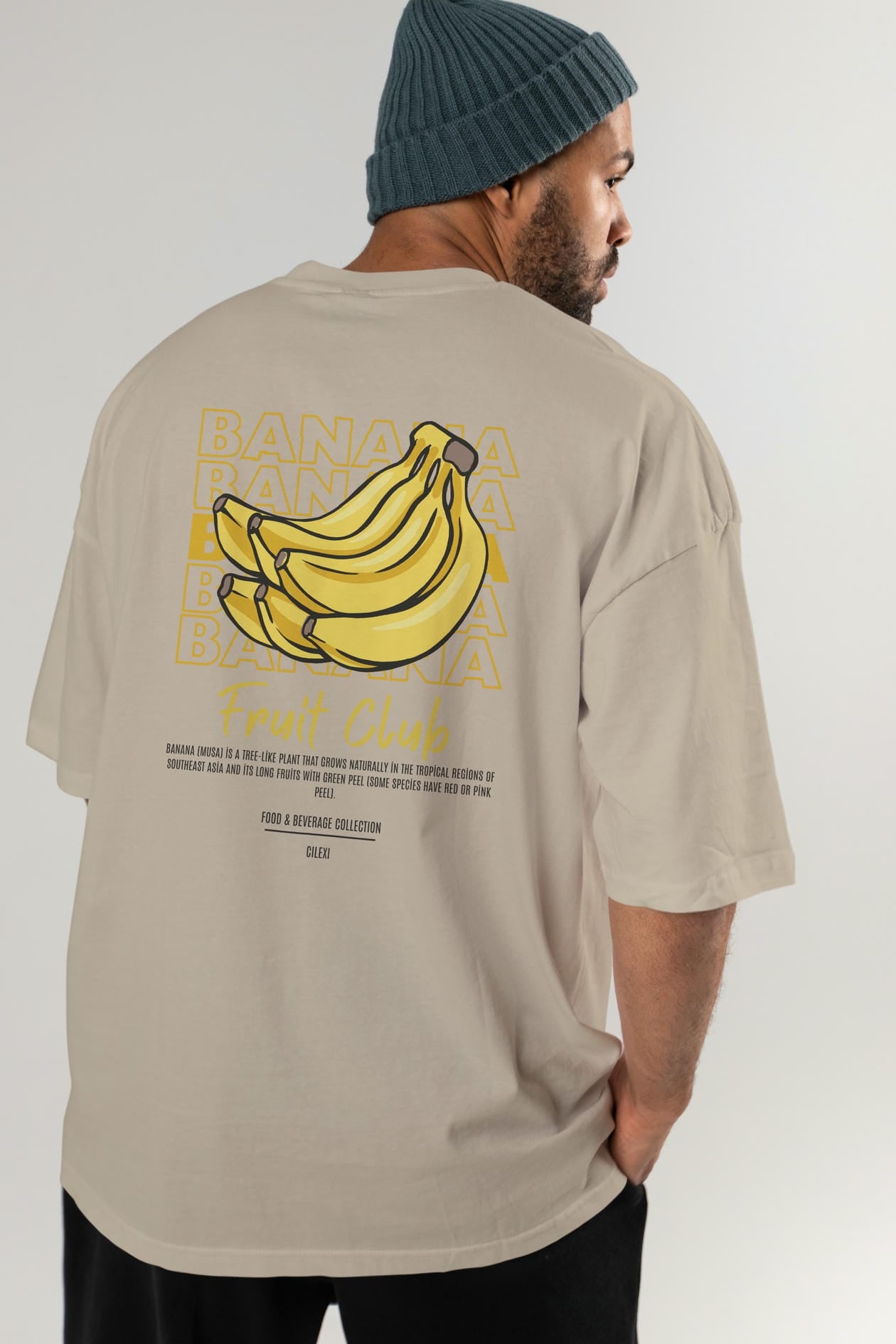 Banana Arka Baskılı Oversize t-shirt Erkek Kadın Pamuk Bisiklet Yaka tişort