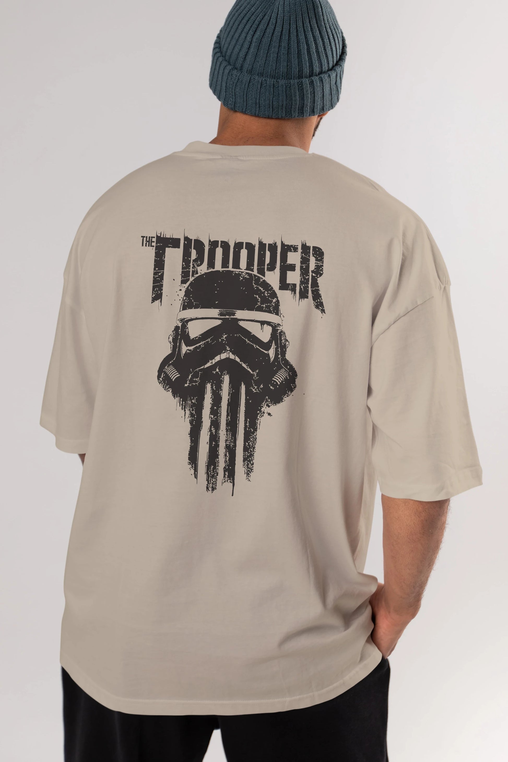 The Trooper Arka Baskılı Oversize t-shirt Erkek Kadın Unisex %100 Pamuk Bisiklet Yaka tişort