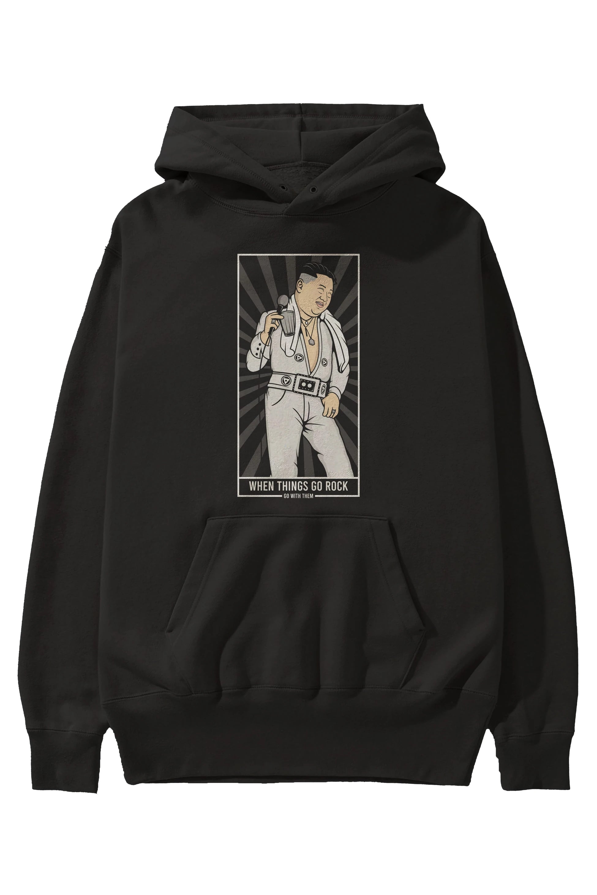Kim Elvis Ön Baskılı Hoodie Oversize Kapüşonlu Sweatshirt Erkek Kadın Unisex
