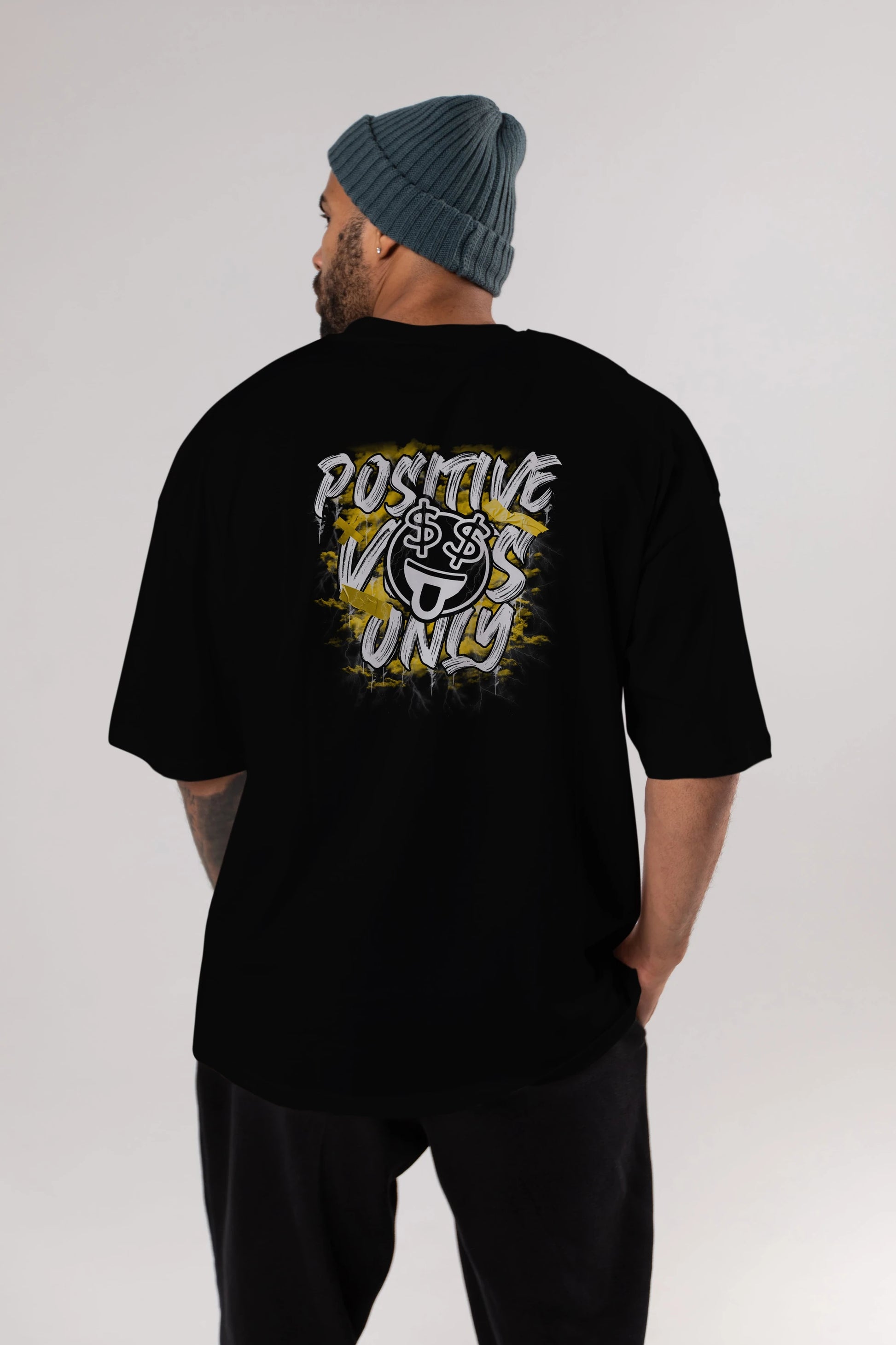 Positive Only Arka Baskılı Oversize t-shirt Erkek Kadın Unisex