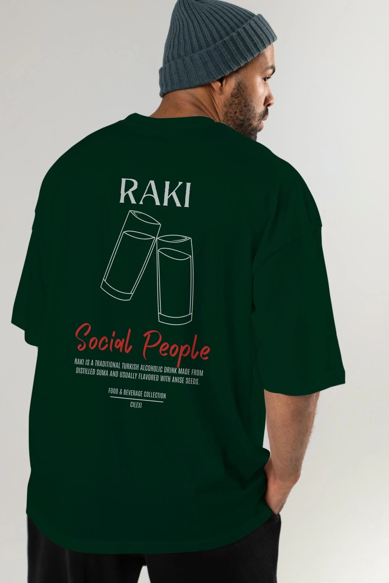 Rakı Kokteyl Serisi Baskılı Oversize t-shirt Erkek Kadın Unisex %100 Pamuk Bisiklet Yaka tişort