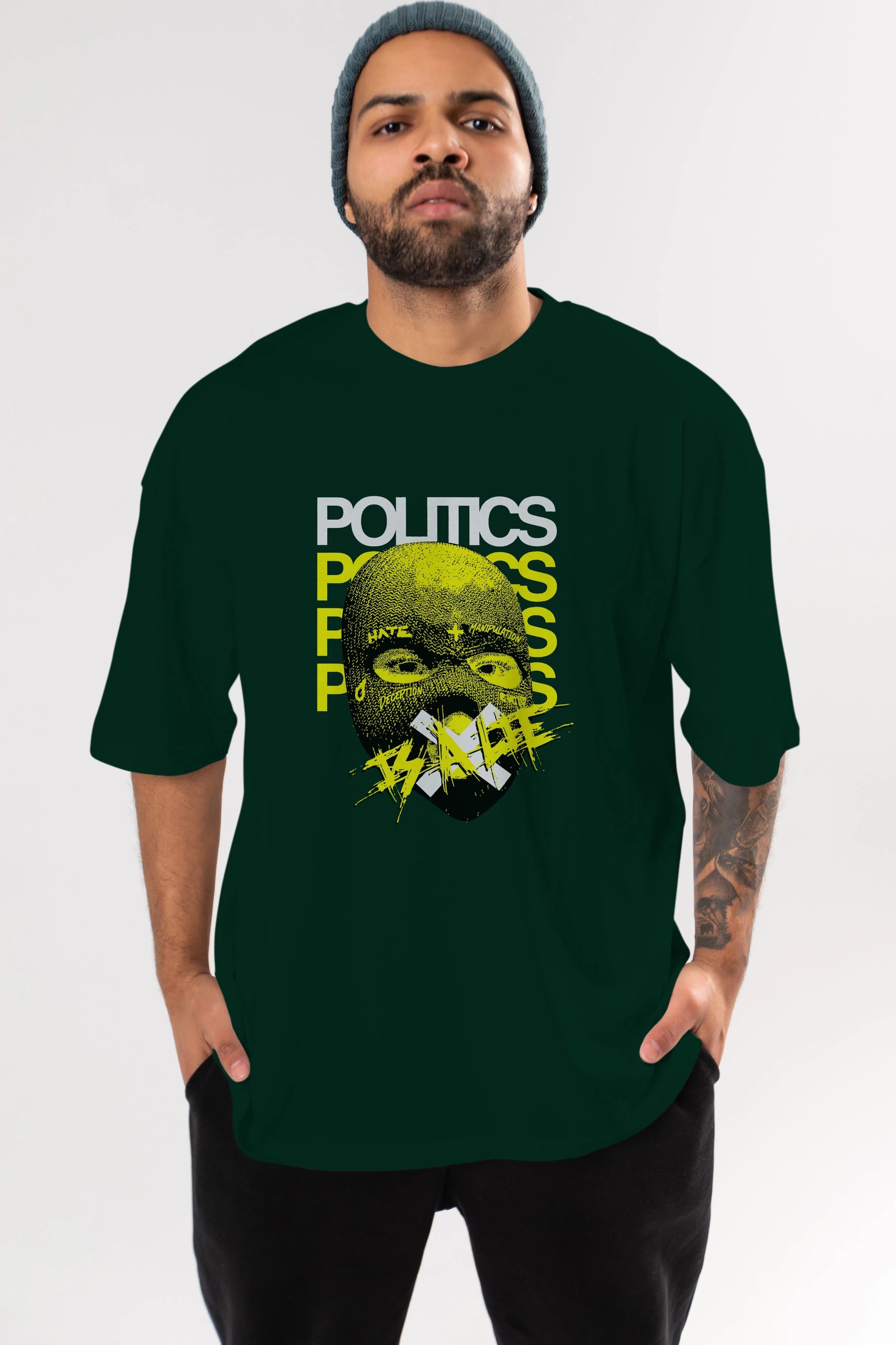 Politics is a Lie Ön Baskılı Oversize t-shirt Erkek Kadın Unisex