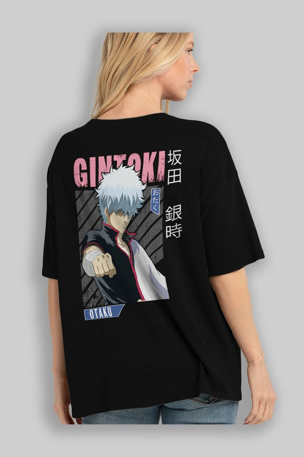 Gintoki Sakata GINTAMA 2 Anime Arka Baskılı Oversize t-shirt Erkek Kadın Unisex