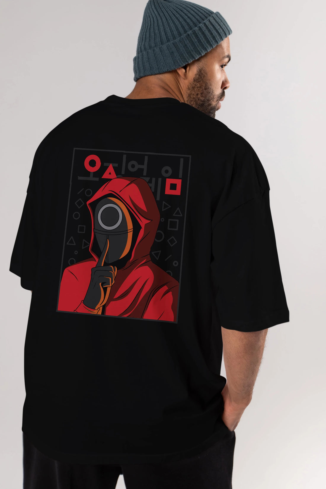 Squid Game (5) Arka Baskılı Oversize t-shirt Erkek Kadın Unisex %100 Pamuk Bisiklet Yaka tişort