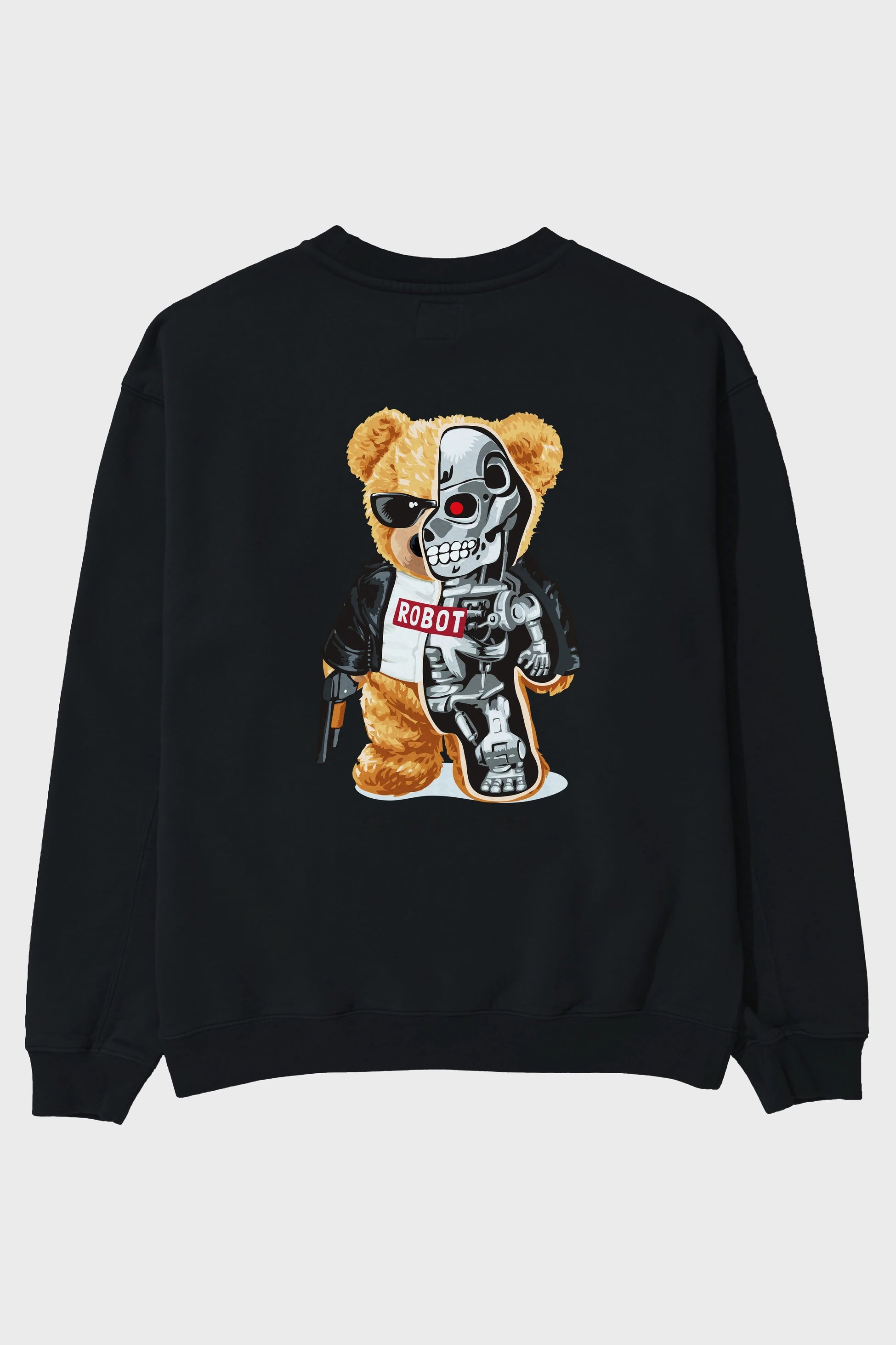 Teddy Bear Robot Arka Baskılı Oversize Sweatshirt Erkek Kadın Unisex