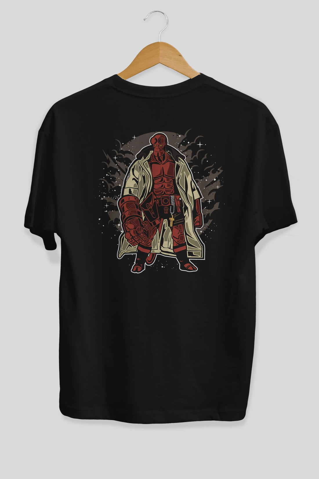 Hellboy Arka Baskılı Oversize t-shirt Erkek Kadın Unisex %100 Pamuk