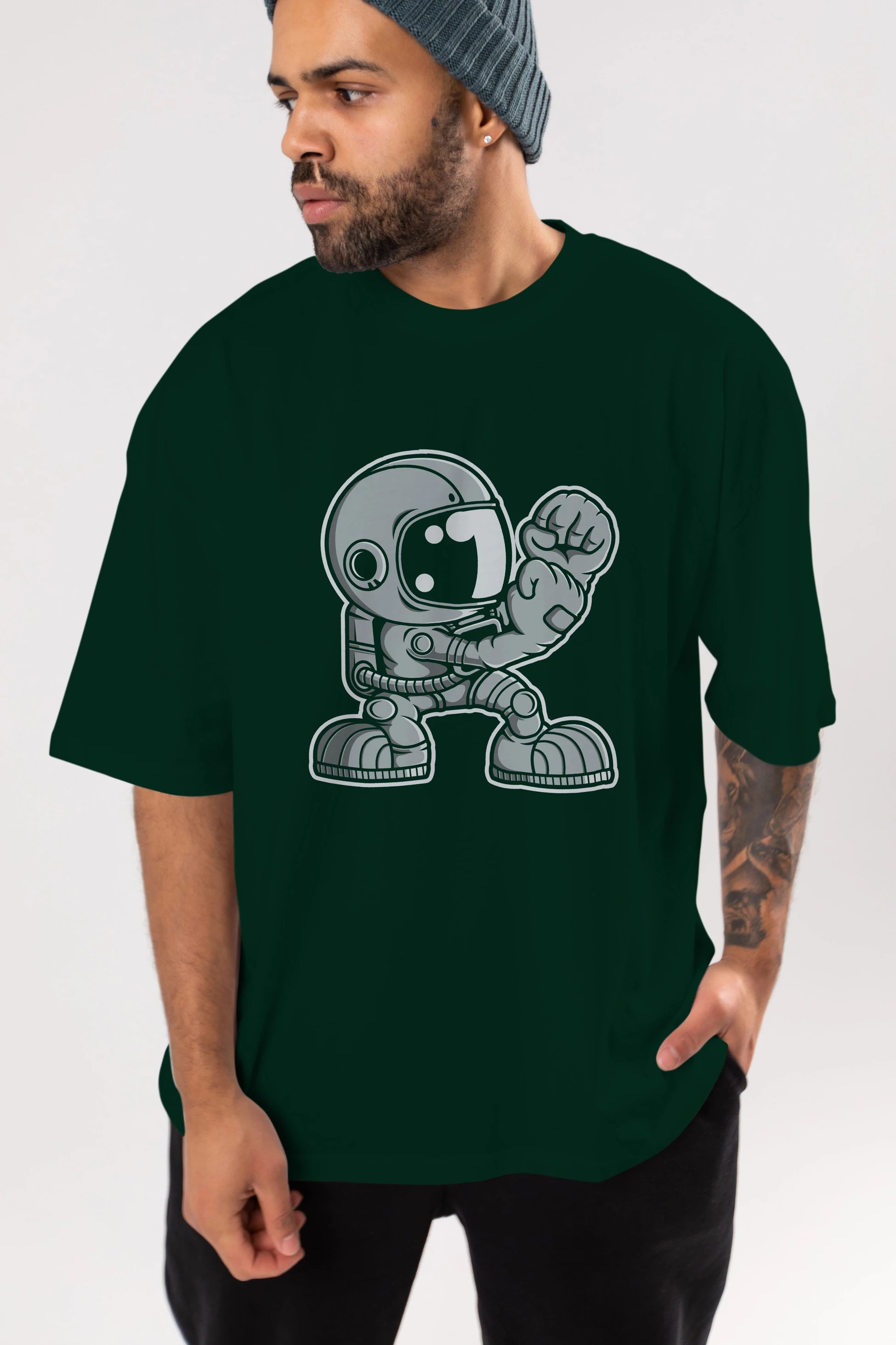 Astronaut Fighting Irish Ön Baskılı Oversize t-shirt Erkek Kadın Unisex
