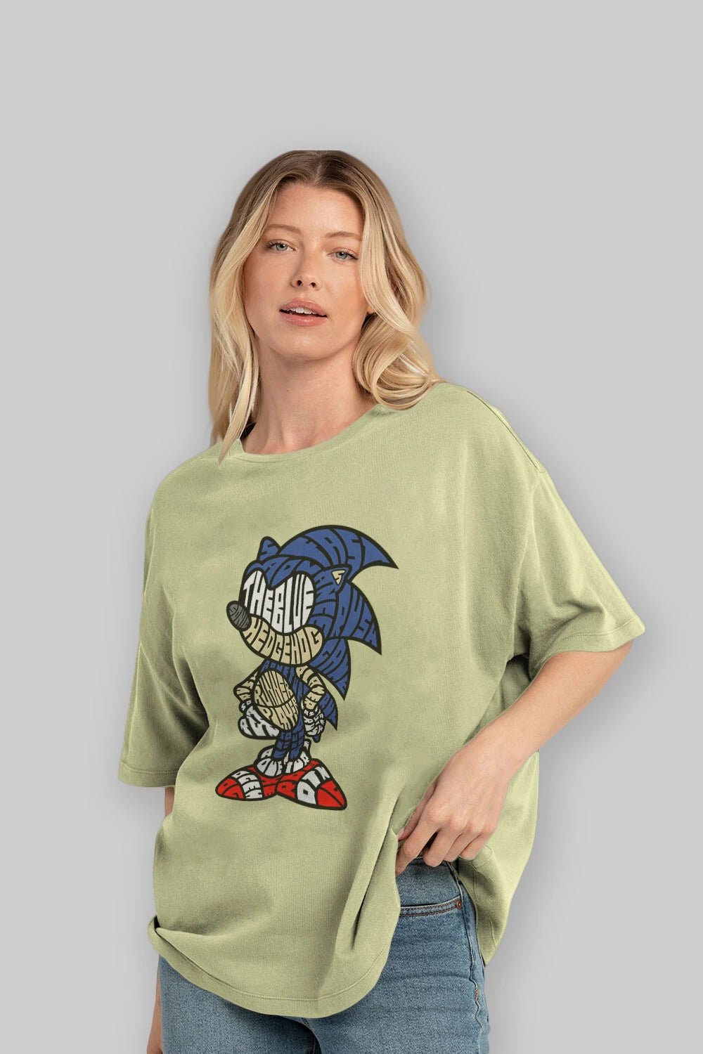 The Blue Hedgehog Ön Baskılı Oversize t-shirt %100 pamuk Erkek Kadın Unisex