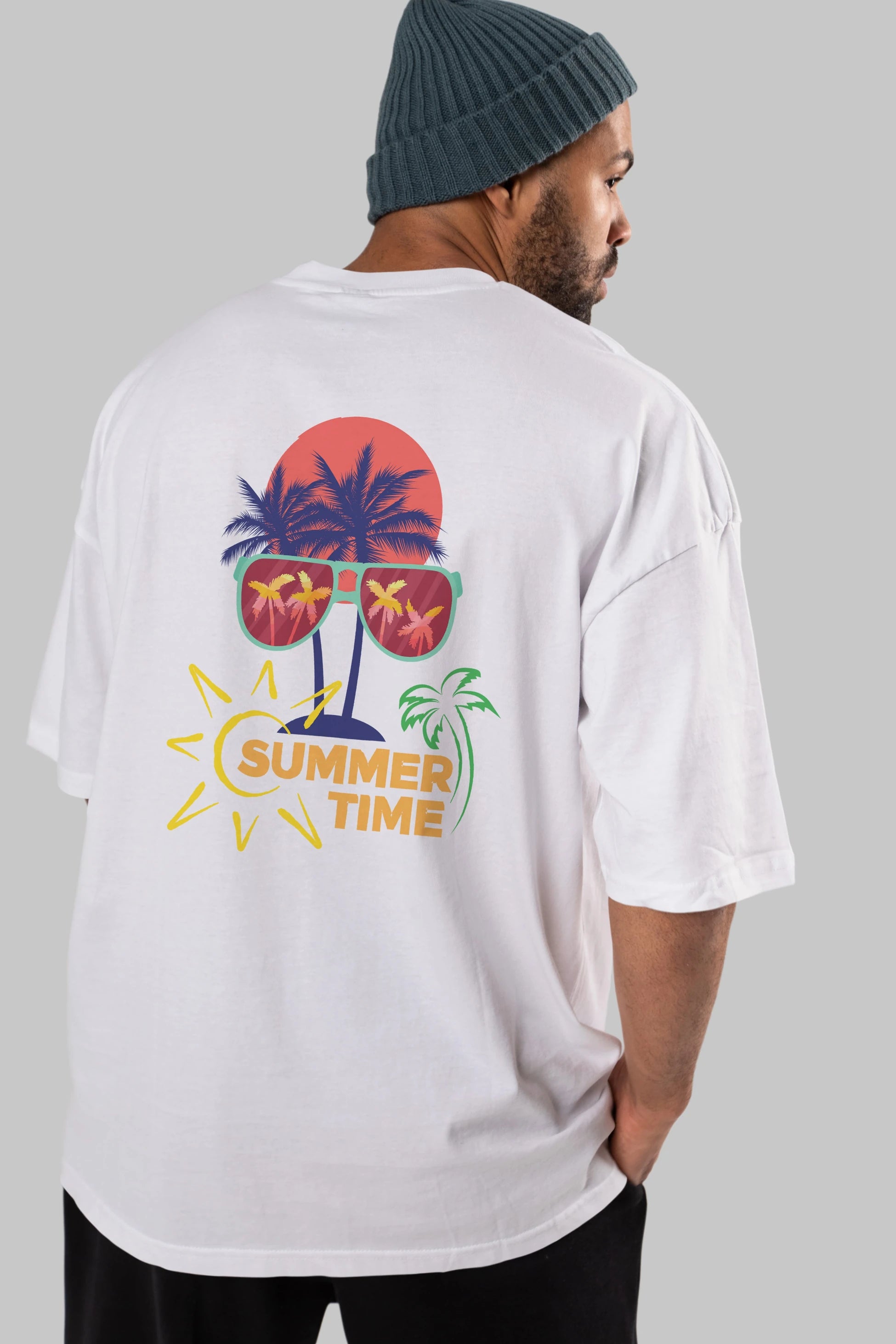 Summer Time Yazılı Arka Baskılı Oversize t-shirt Erkek Kadın Unisex