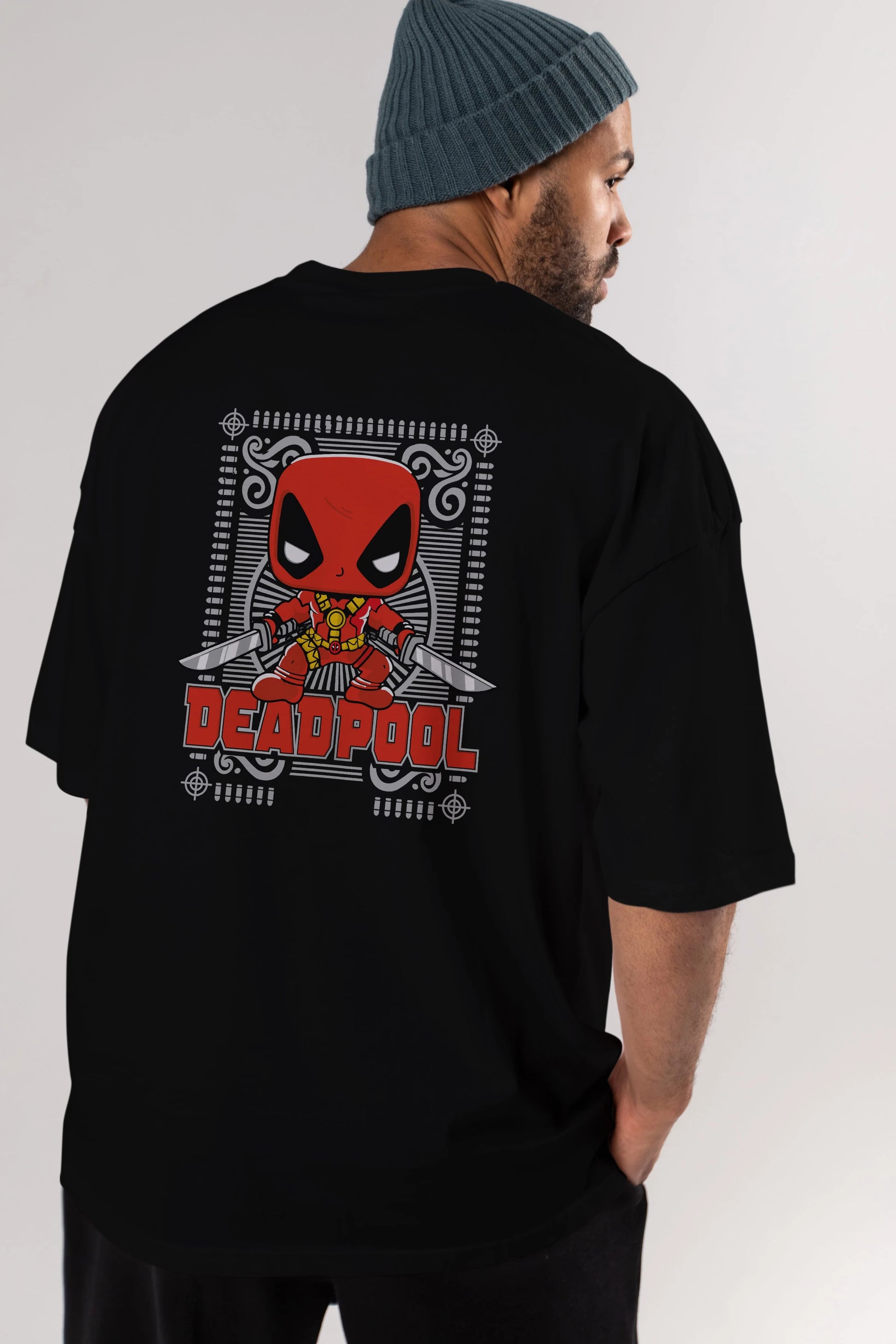 Deadpool (17) Arka Baskılı Oversize t-shirt Erkek Kadın Unisex %100 Pamuk Bisiklet Yaka tişort