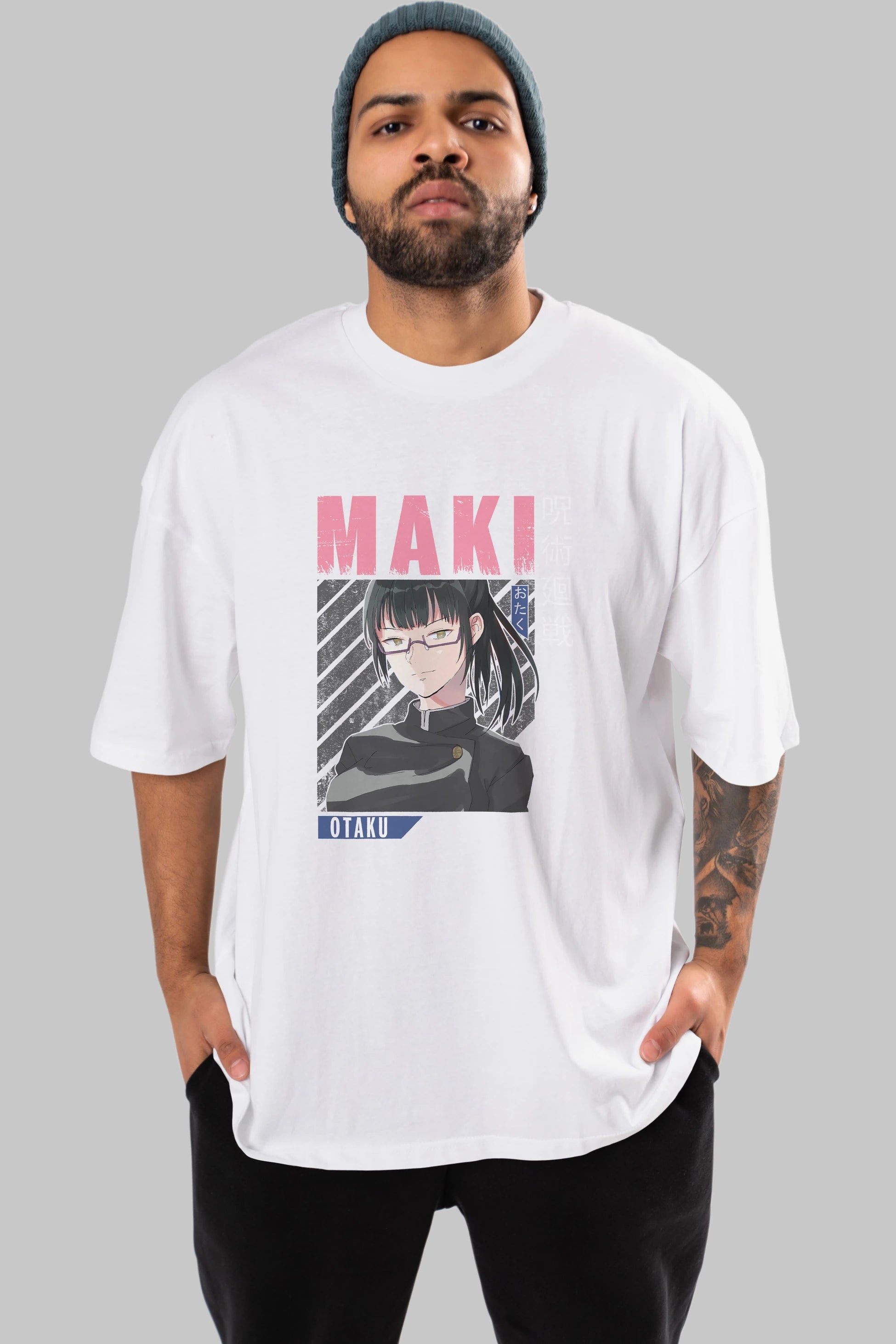 Maki Zenin CHAINSAWMAN 1 Anime Ön Baskılı Oversize t-shirt %100 pamuk Erkek Kadın Unisex