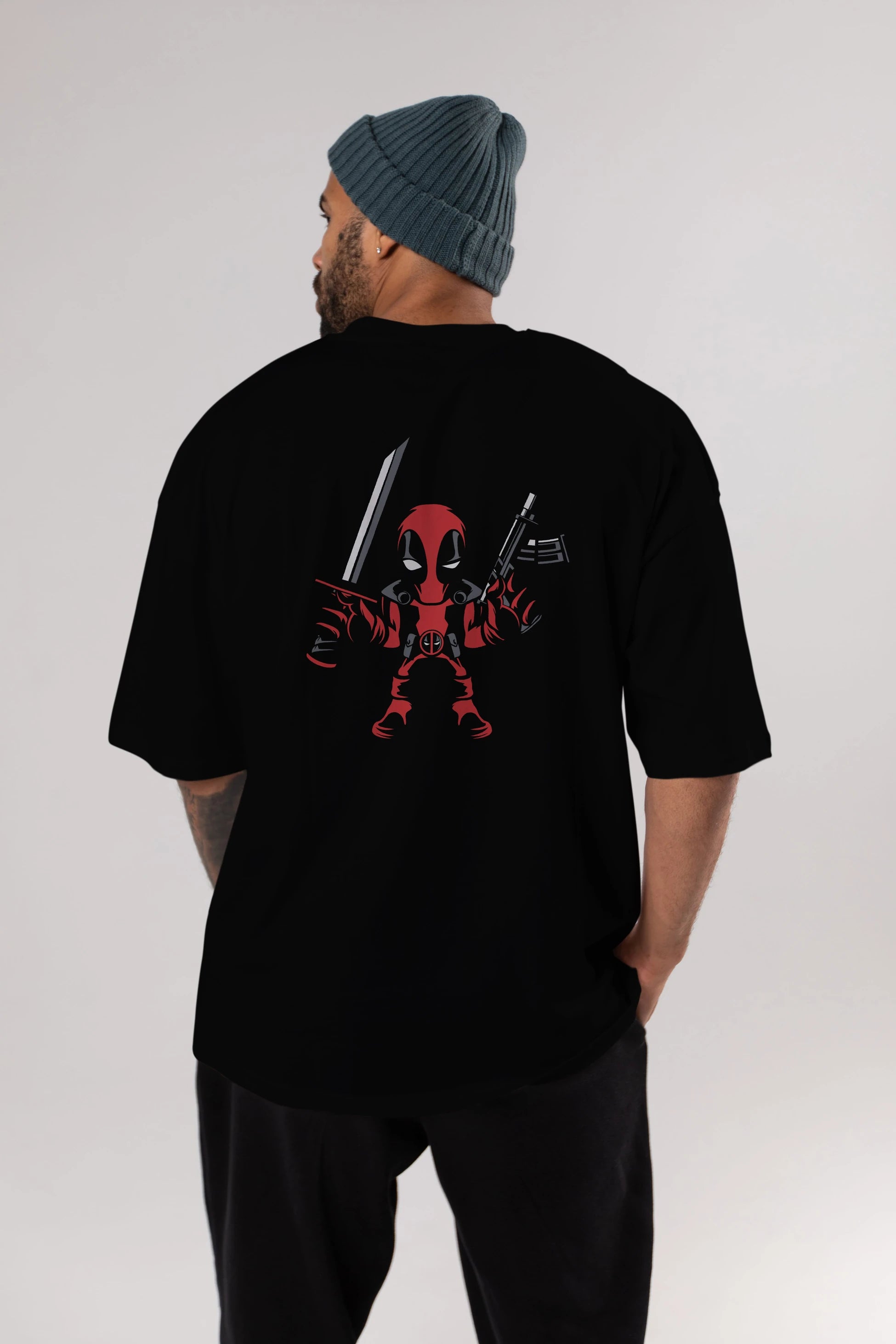 Deadpool (11) Arka Baskılı Oversize t-shirt Erkek Kadın Unisex %100 Pamuk Bisiklet Yaka tişort