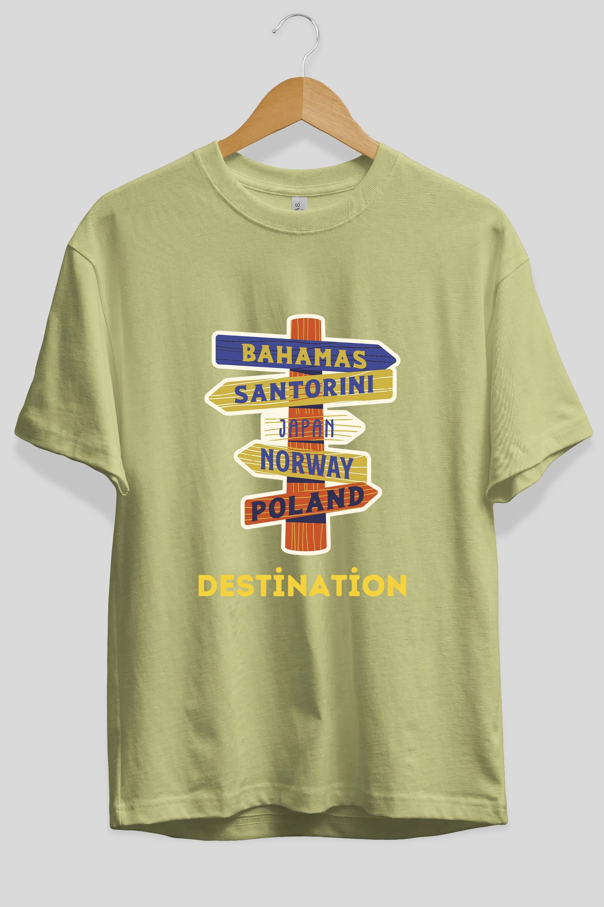 Destination Yazılı Ön Baskılı Oversize t-shirt Erkek Kadın Unisex