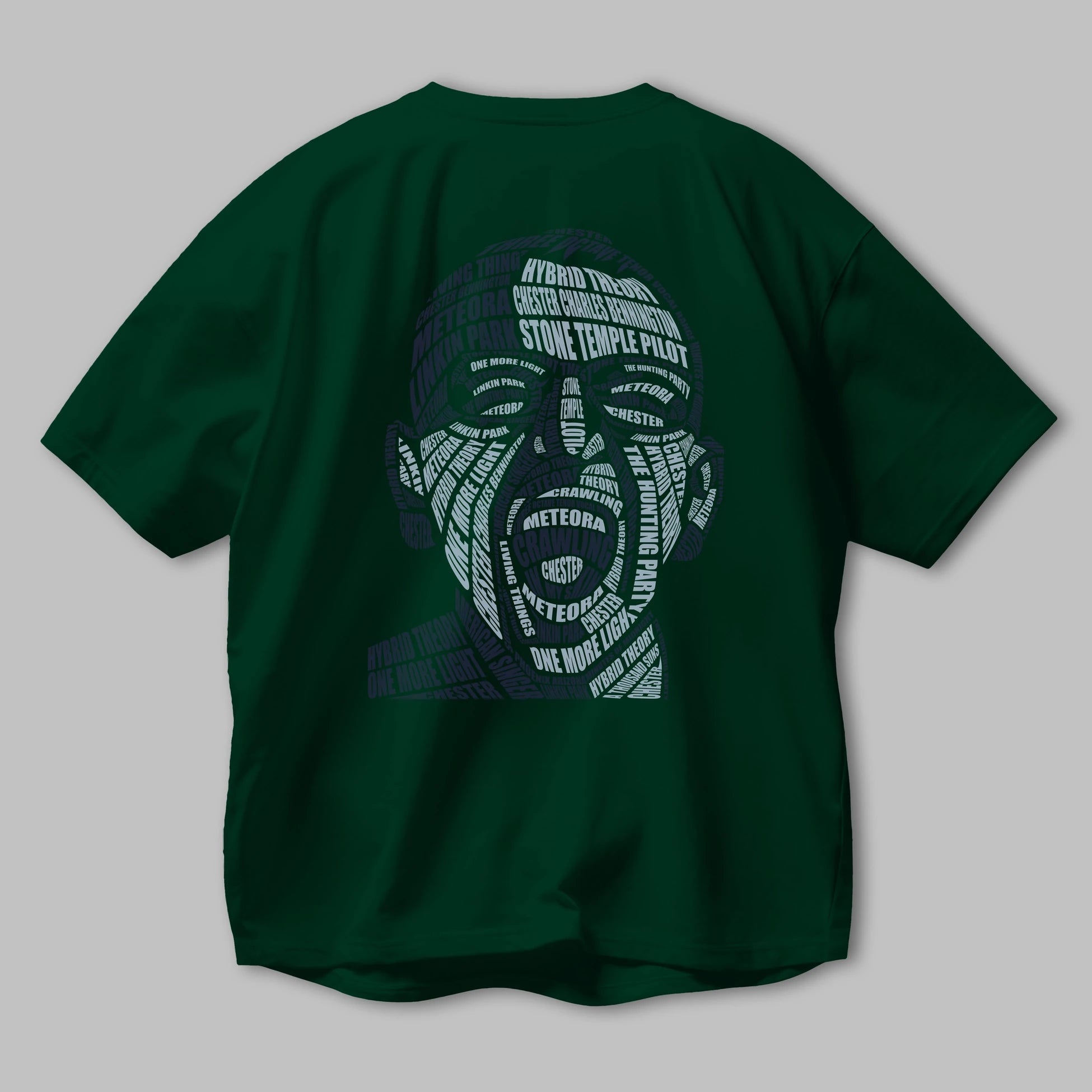 Chester Bennington Calligram Arka Baskılı Oversize t-shirt %100 pamuk Erkek Kadın Unisex