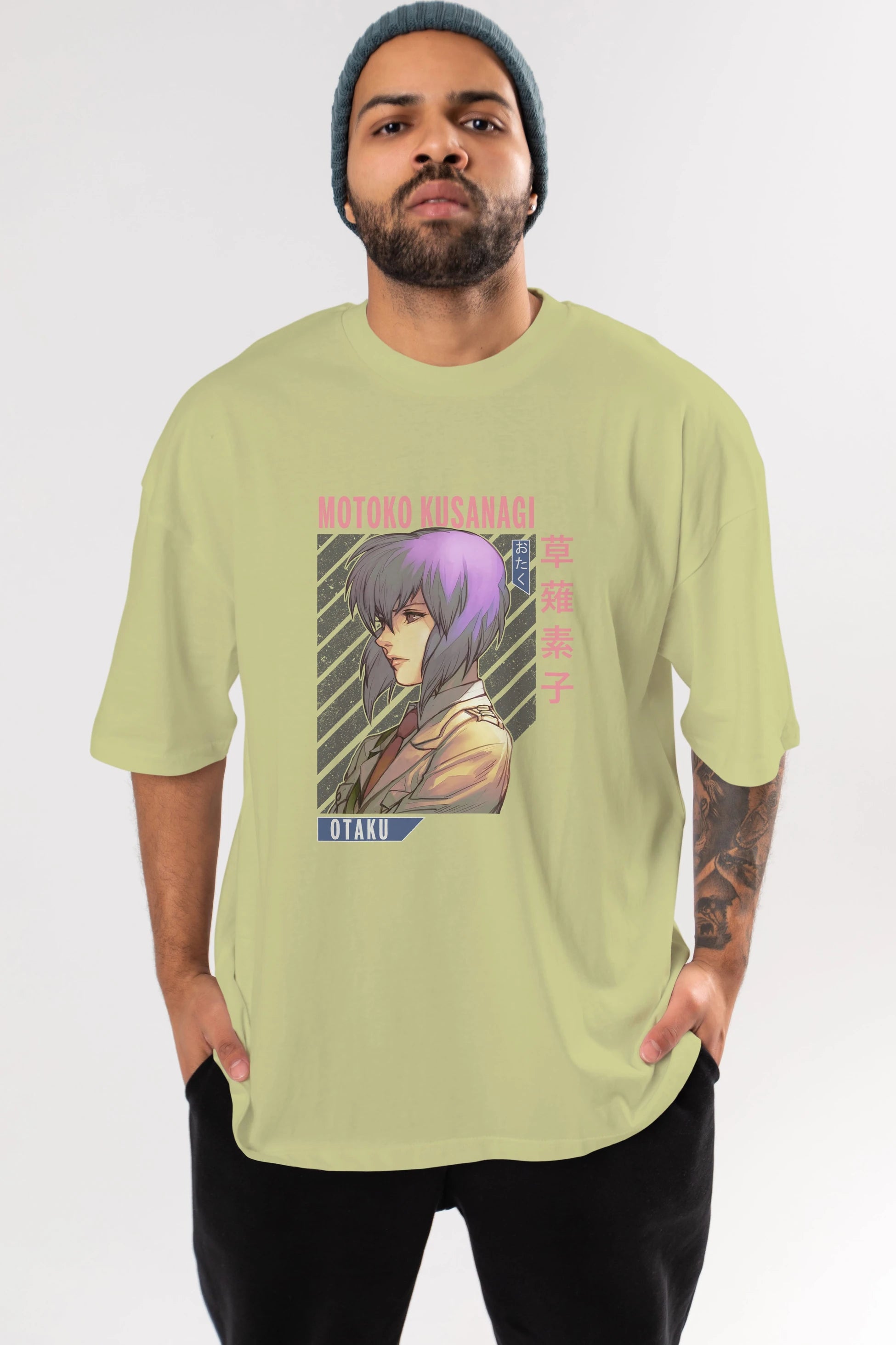 Motoko Kusanagi 4 Anime Ön Baskılı Oversize t-shirt %100 pamuk Erkek Kadın Unisex
