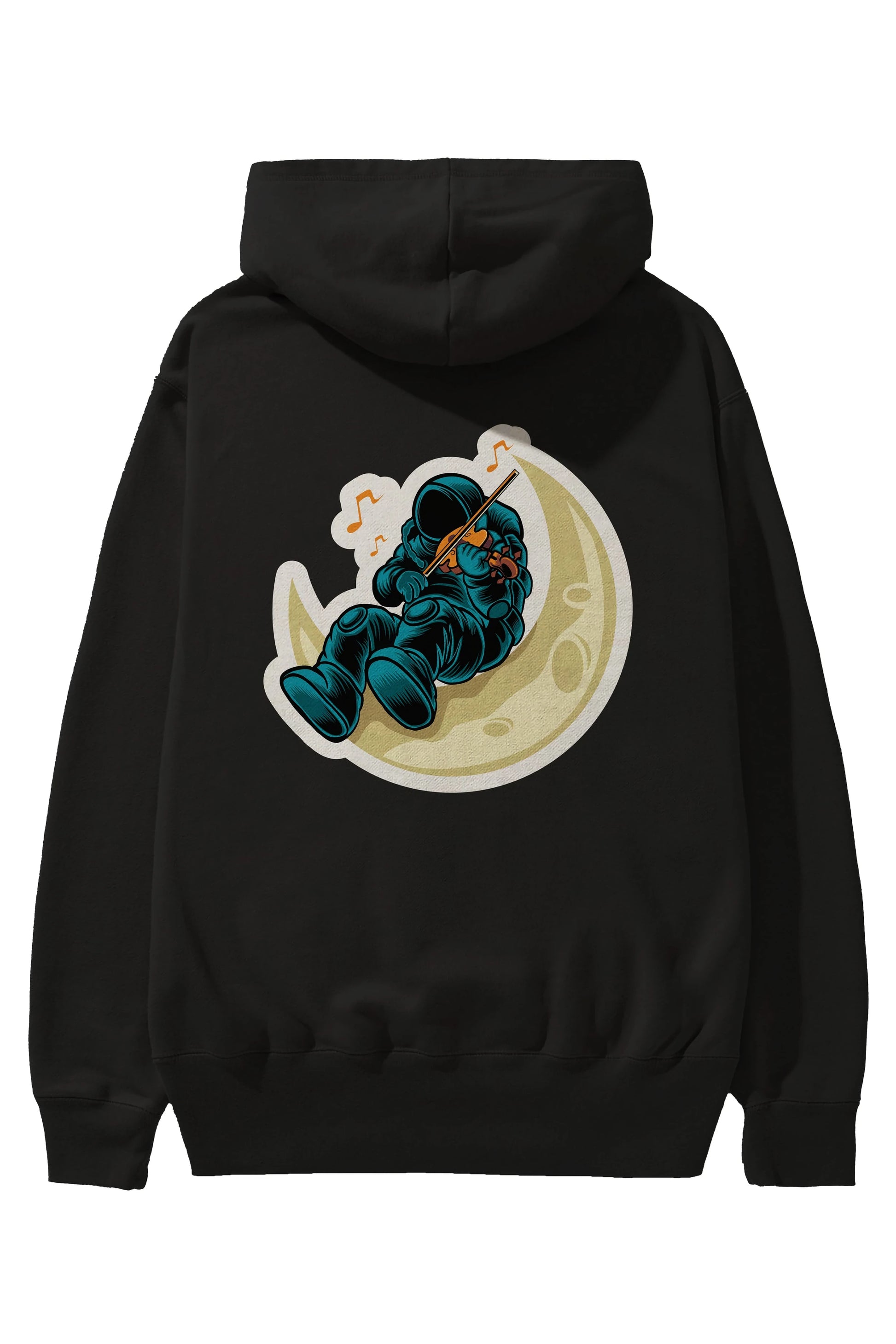 Playing Vionist in Space Sticker Arka Baskılı Hoodie Oversize Kapüşonlu Sweatshirt Erkek Kadın Unisex