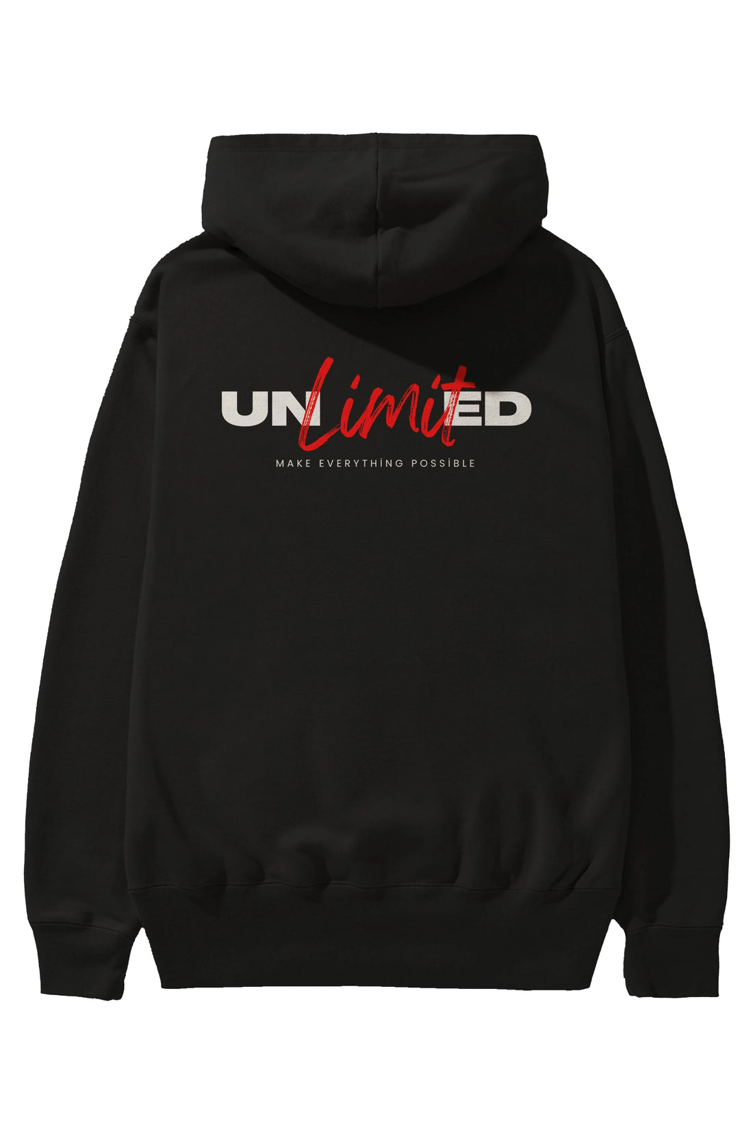 Unlimited Yazılı Arka Baskılı Oversize Hoodie Kapüşonlu Sweatshirt Erkek Kadın Unisex
