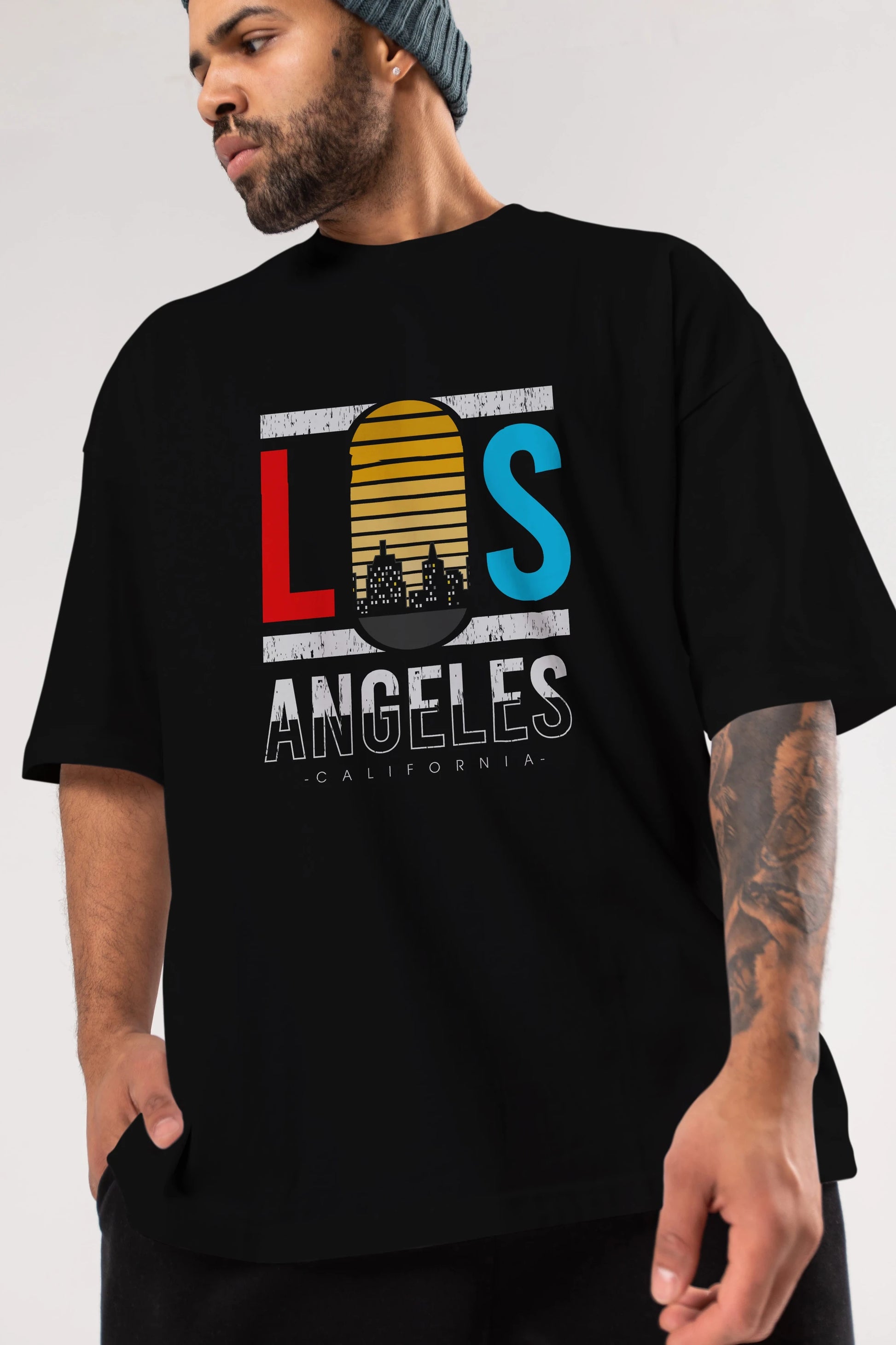 Los Angeles Ön Baskılı Oversize t-shirt Erkek Kadın Unisex