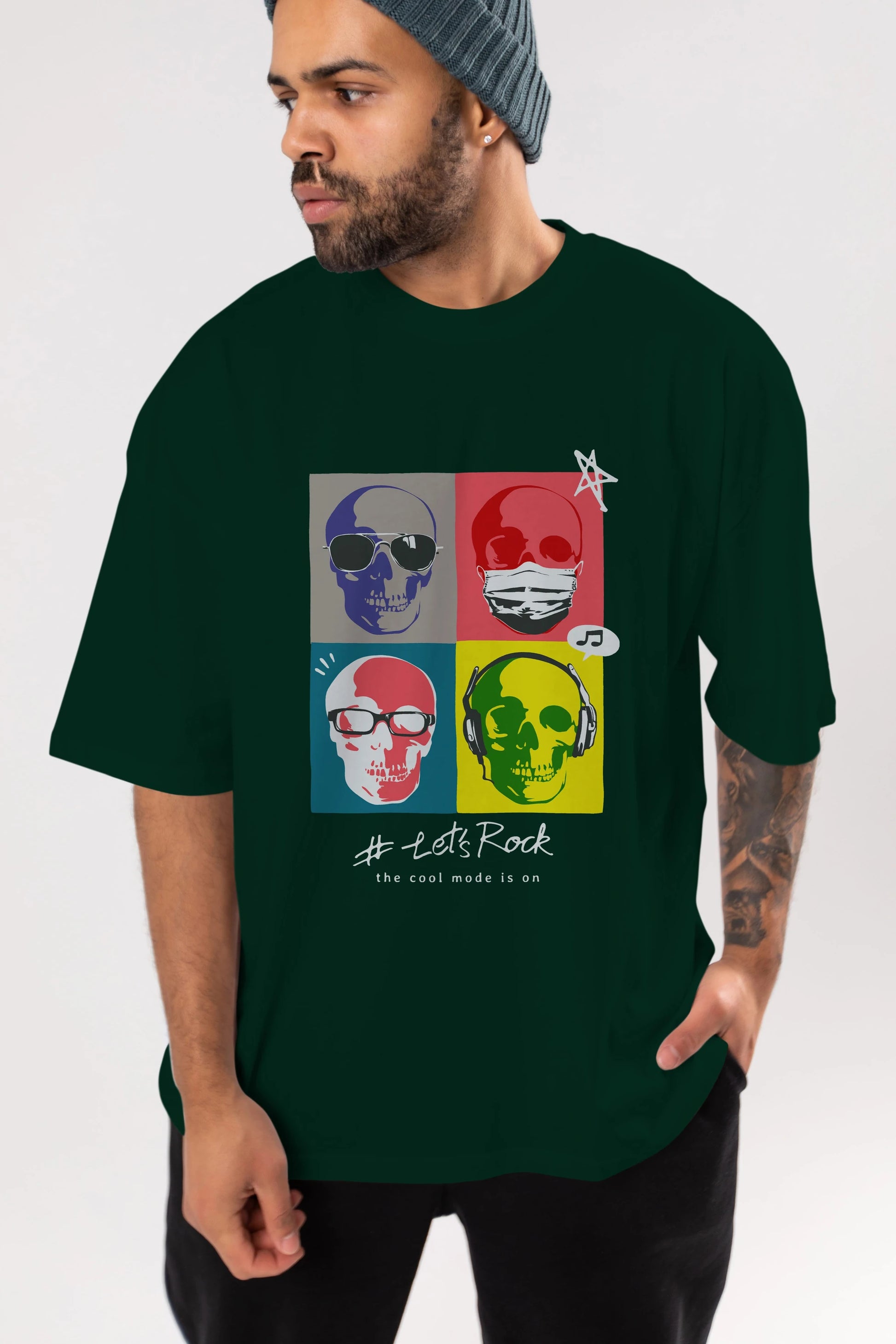 Lets Rock Ön Baskılı Oversize t-shirt Erkek Kadın Unisex
