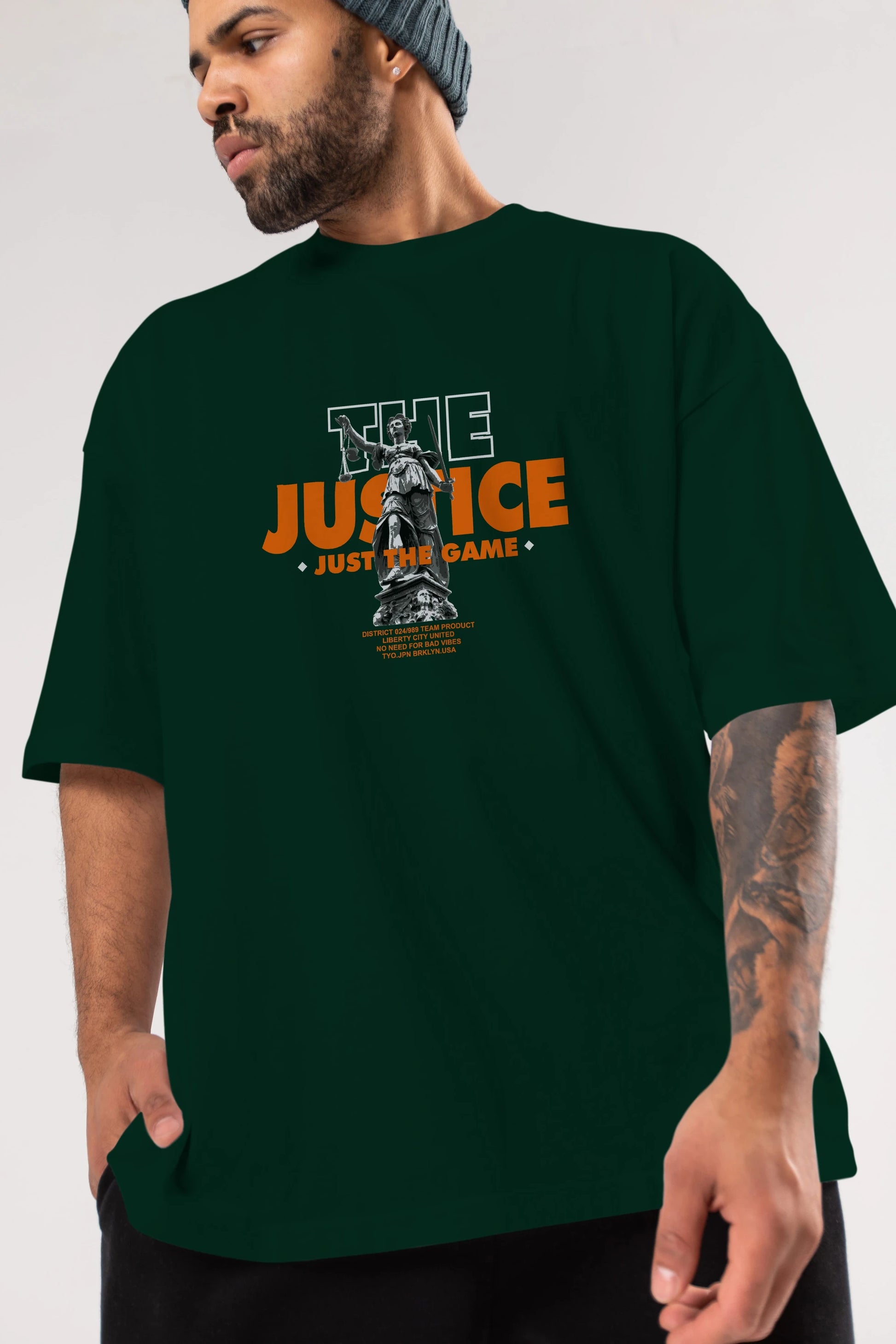 The Justice Ön Baskılı Oversize t-shirt Erkek Kadın Unisex
