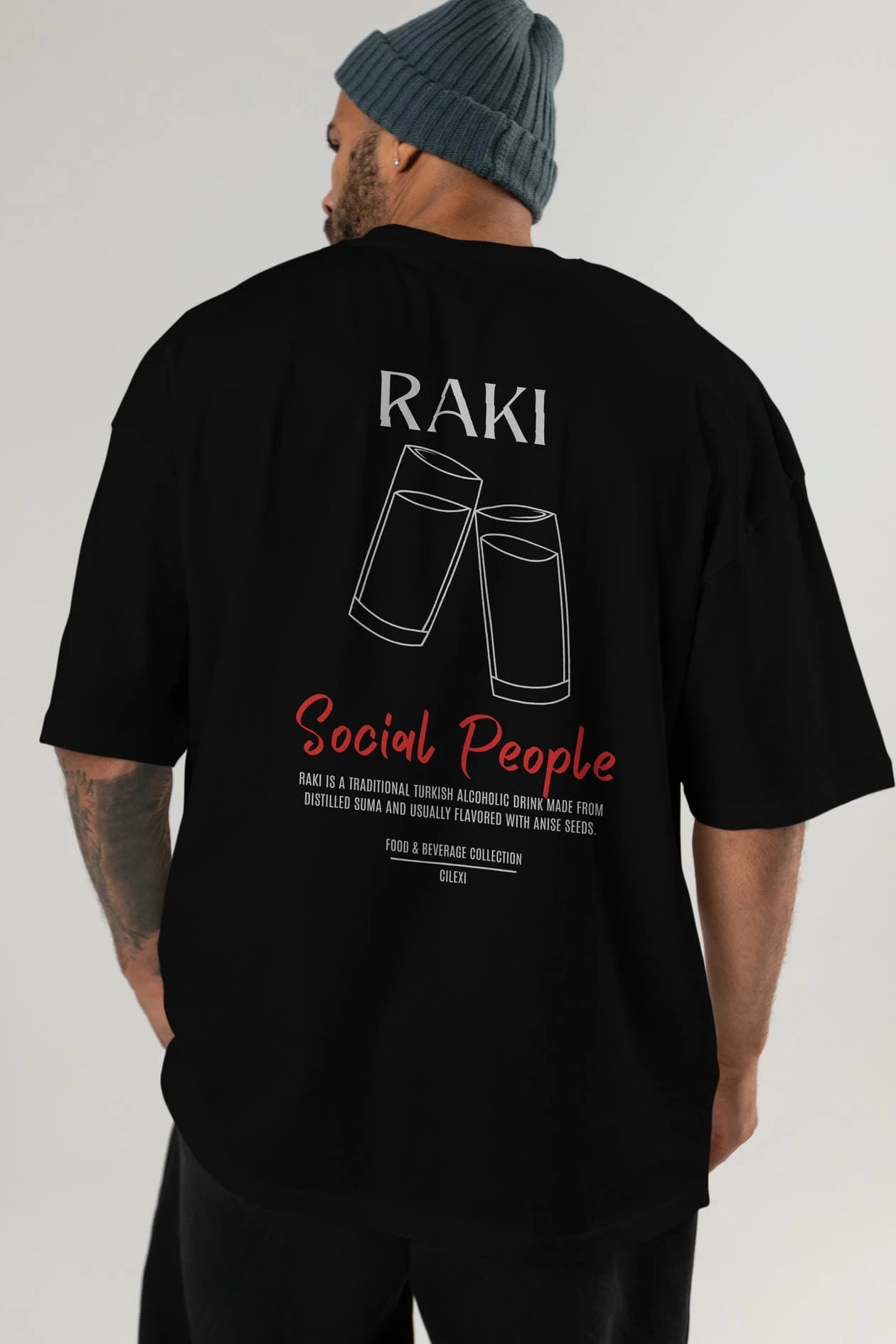 Rakı Kokteyl Serisi Baskılı Oversize t-shirt Erkek Kadın Unisex %100 Pamuk Bisiklet Yaka tişort