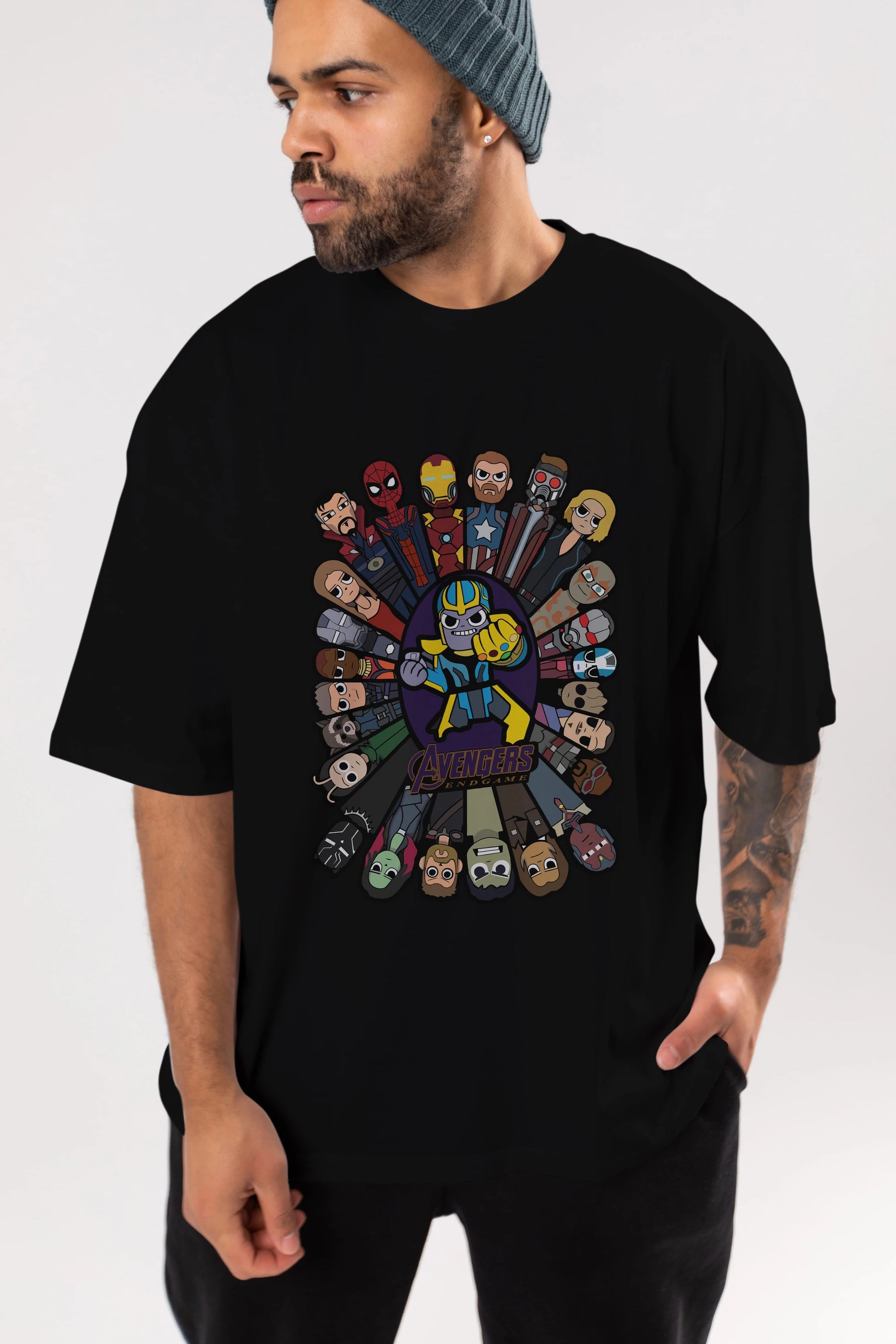 The Avengers (2) Ön Baskılı Oversize t-shirt Erkek Kadın Unisex %100 Pamuk Bisiklet Yaka tişort