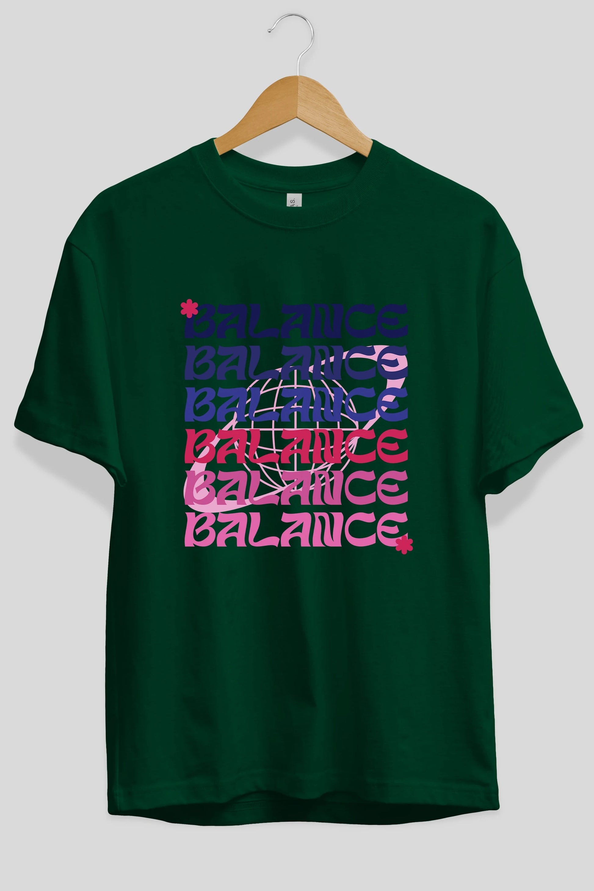 Balance Yazılı Ön Baskılı Oversize t-shirt Erkek Kadın Unisex