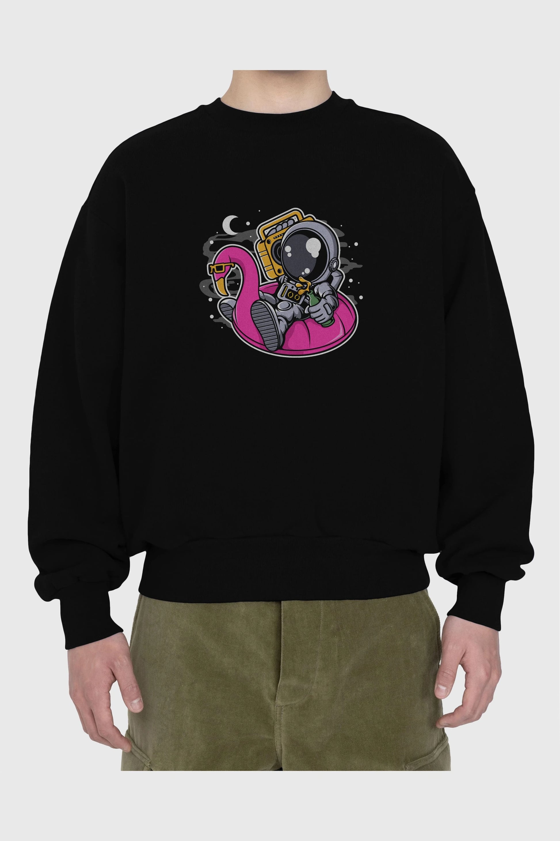 Astronaut Floaties Ballon Ön Baskılı Oversize Sweatshirt Erkek Kadın Unisex