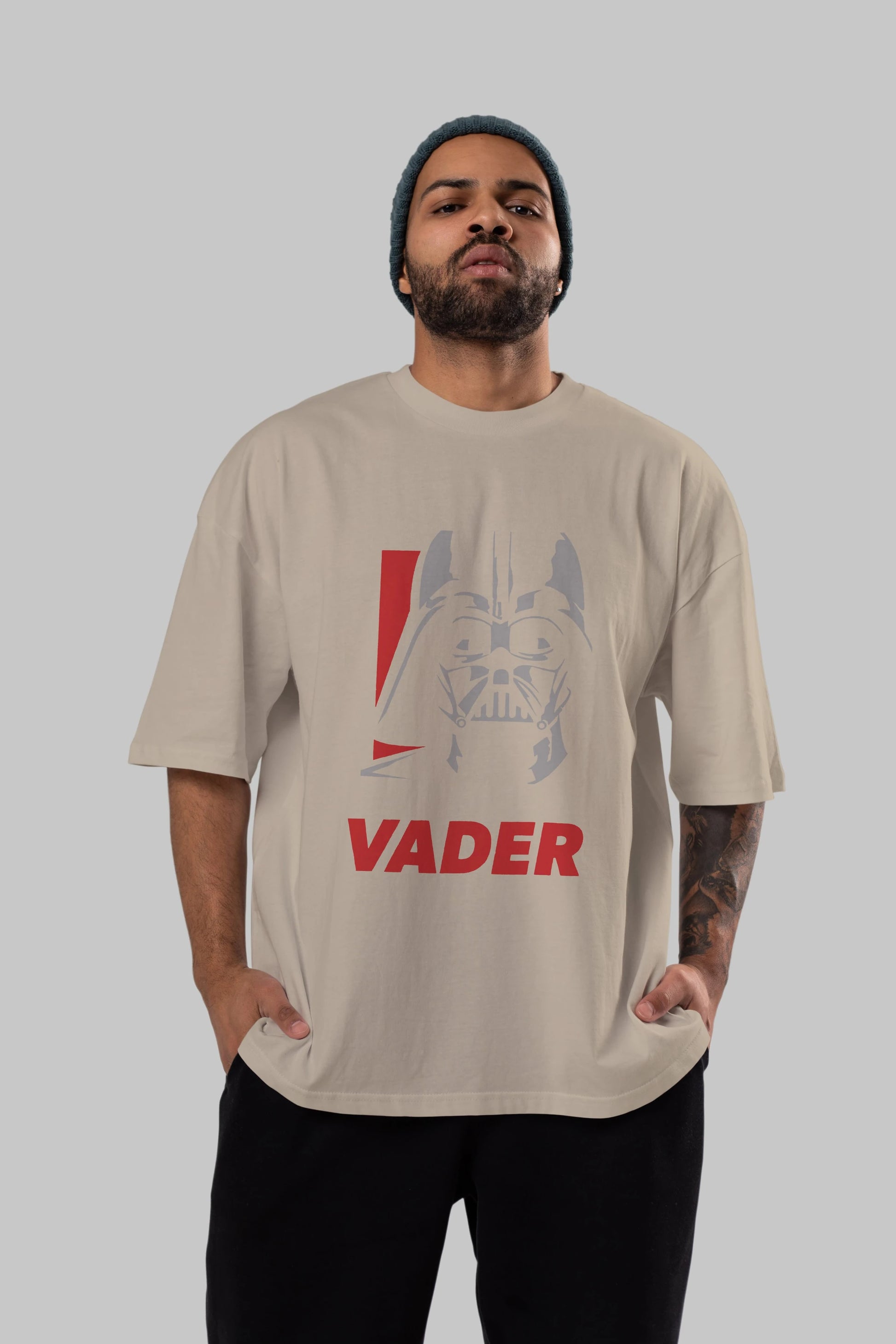Darth Vader Ön Baskılı Oversize t-shirt Erkek Kadın Unisex %100 Pamuk Bisiklet Yaka tişort